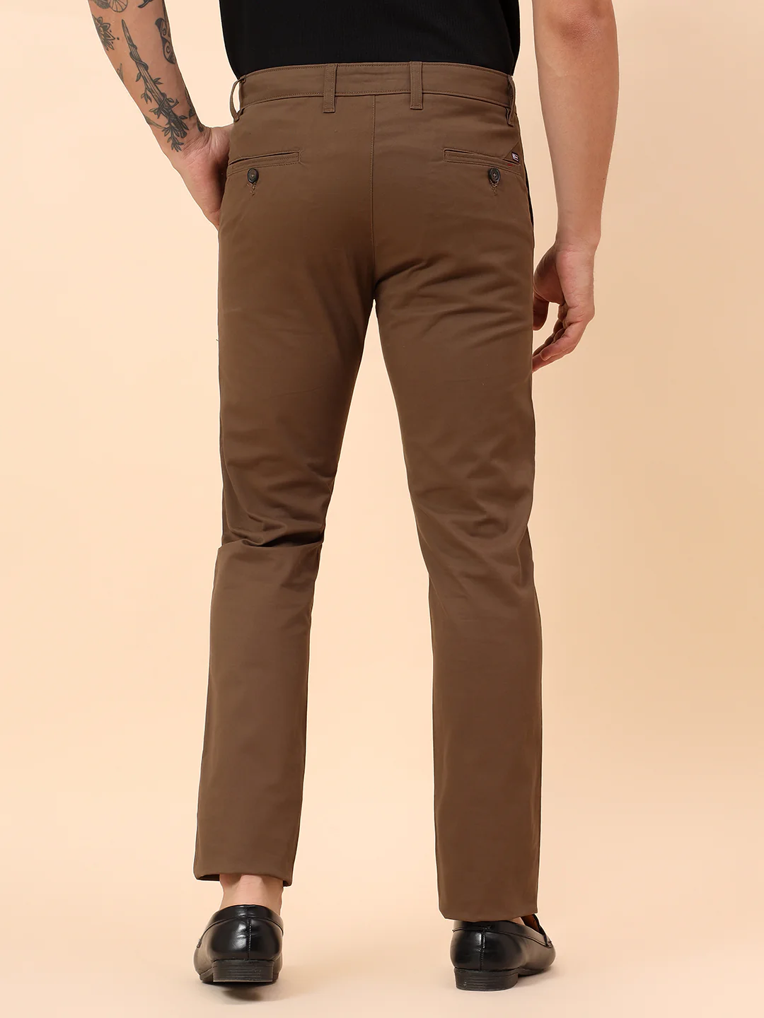 Casual Trousers for Men l Breathable & Soft with Color Fastness Regular Fit Cotton Blend Fabric Solid Pattern Button Closure - Image 6