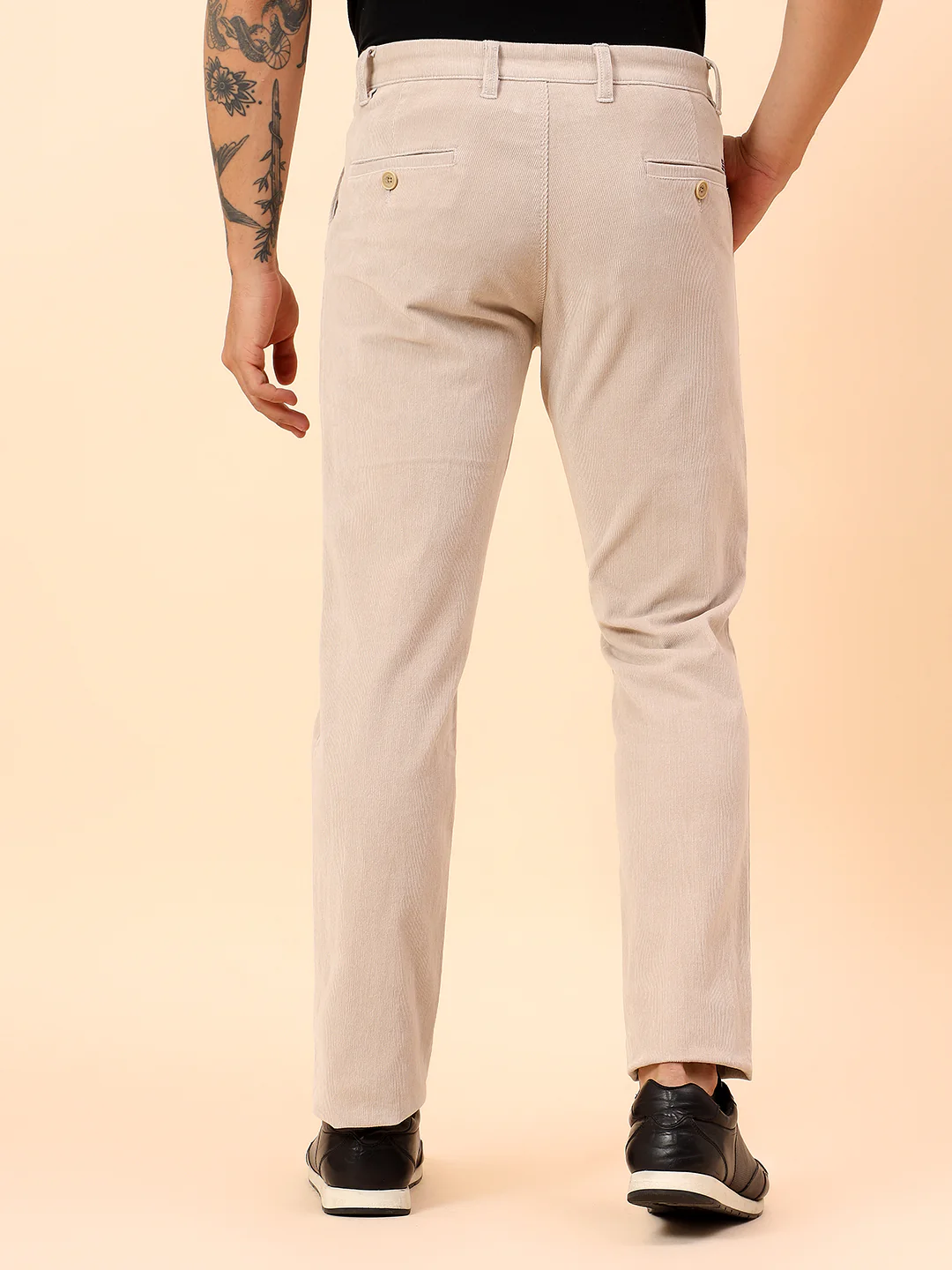 Casual Trousers for Men l Breathable & Soft with Color Fastness Regular Fit Cotton Blend Fabric Solid Pattern Button Closure - Image 6