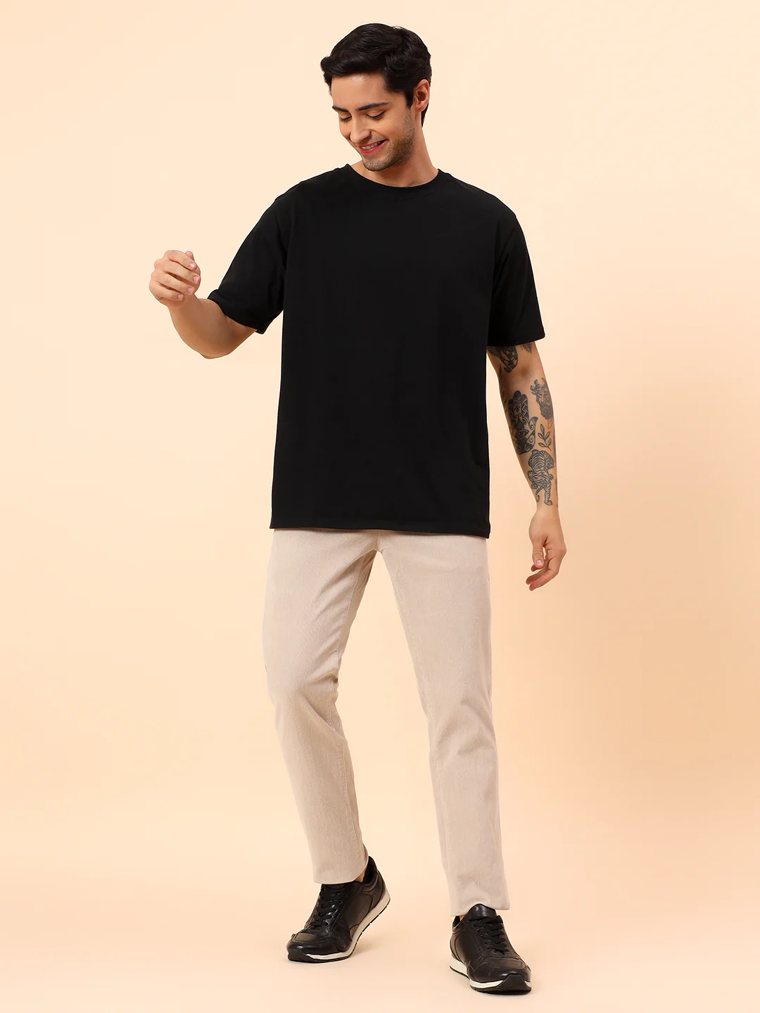 Casual Trousers for Men l Breathable & Soft with Color Fastness Regular Fit Cotton Blend Fabric Solid Pattern Button Closure - Image 8