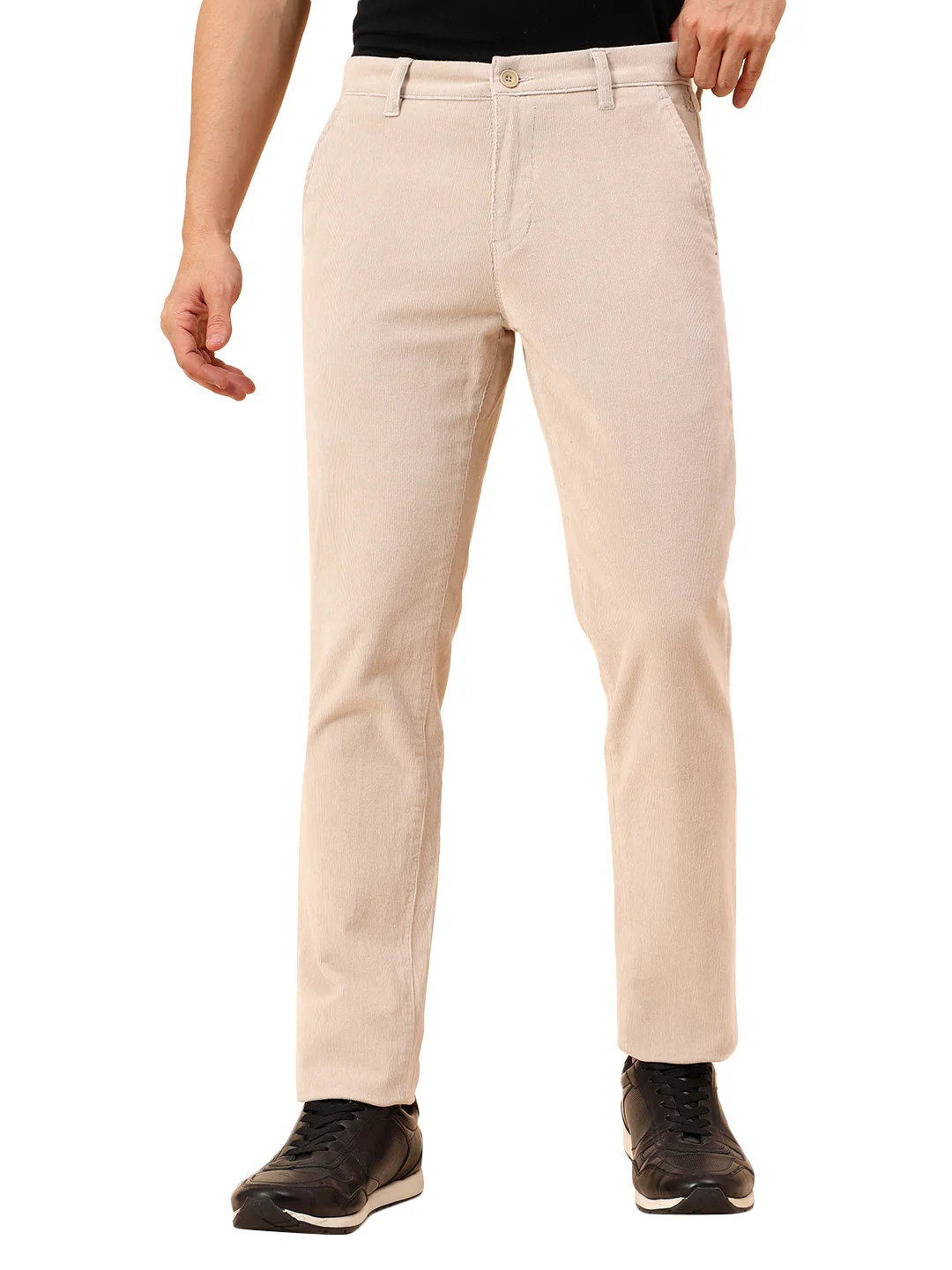 Casual Trousers for Men l Breathable & Soft with Color Fastness Regular Fit Cotton Blend Fabric Solid Pattern Button Closure - Image 9
