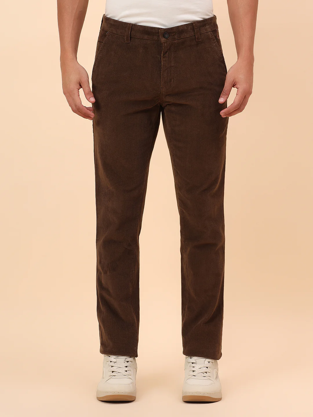 Casual Trousers for Men l Breathable & Soft with Color Fastness Regular Fit Cotton Blend Fabric Solid Pattern Button Closure - Image 3