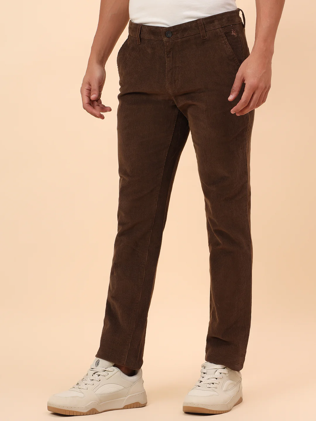Casual Trousers for Men l Breathable & Soft with Color Fastness Regular Fit Cotton Blend Fabric Solid Pattern Button Closure - Image 4