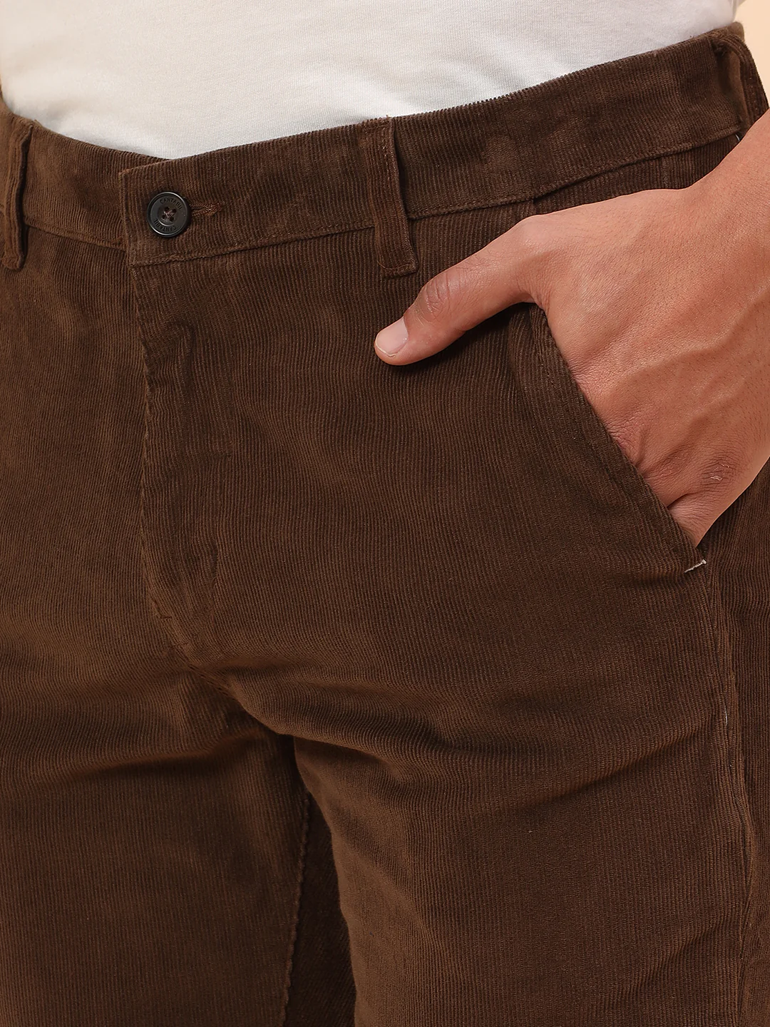 Casual Trousers for Men l Breathable & Soft with Color Fastness Regular Fit Cotton Blend Fabric Solid Pattern Button Closure - Image 7
