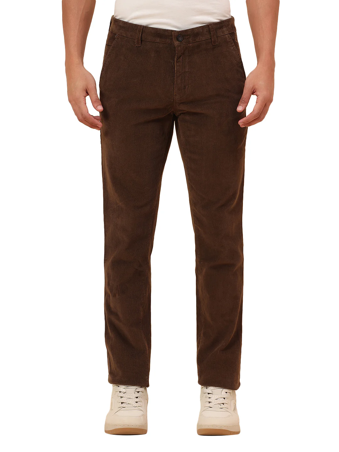 Casual Trousers for Men l Breathable & Soft with Color Fastness Regular Fit Cotton Blend Fabric Solid Pattern Button Closure - Image 9