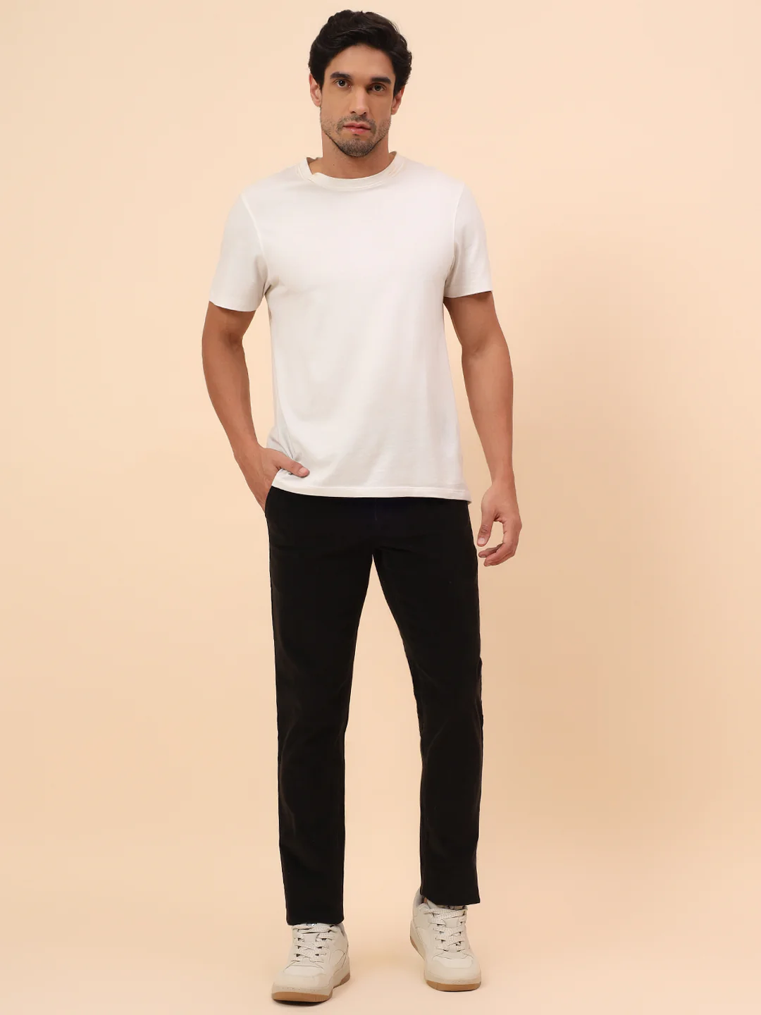 Casual Trousers for Men l Breathable & Soft with Color Fastness Regular Fit Cotton Blend Fabric Solid Pattern Button Closure - Image 8