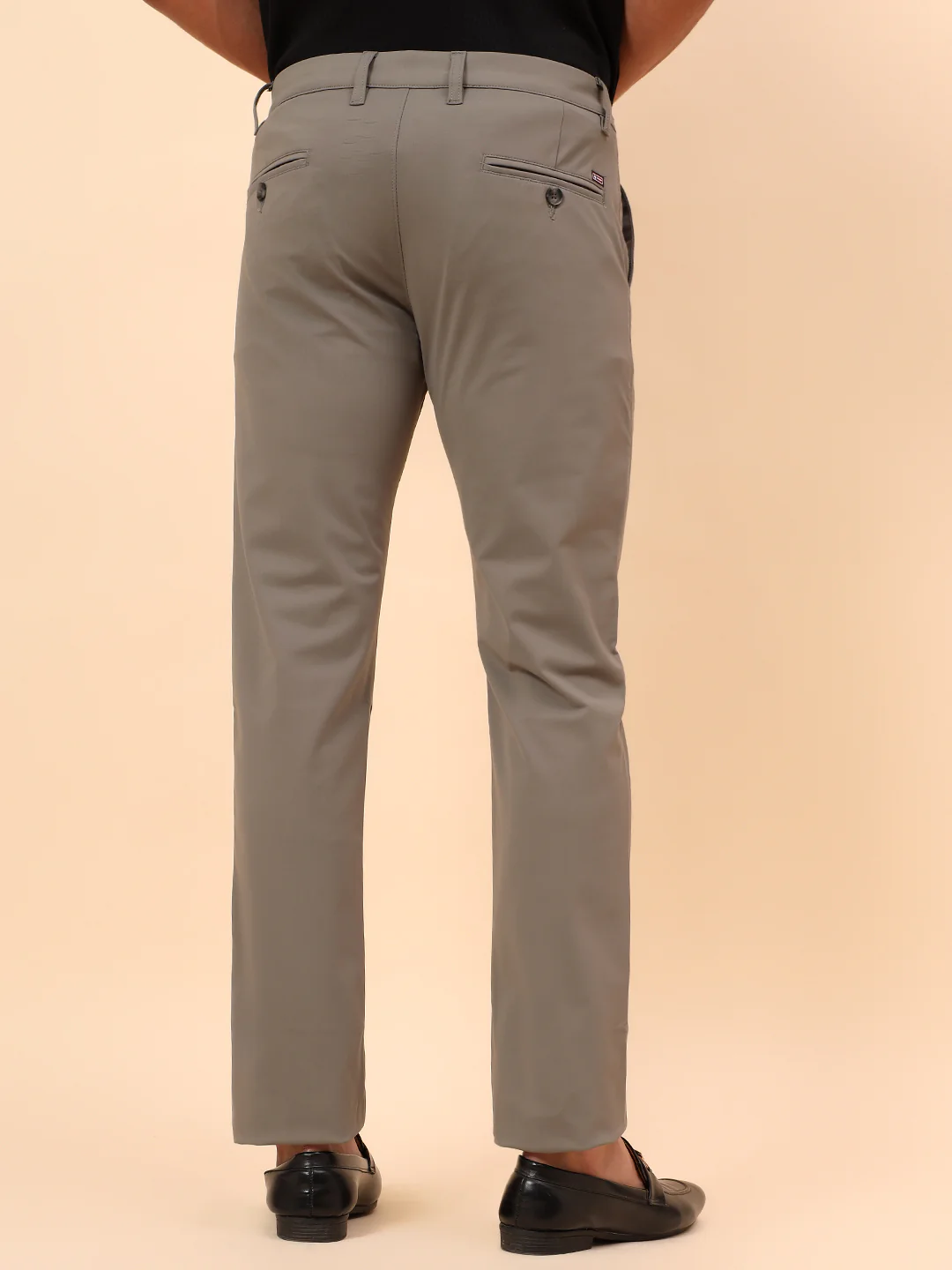 Casual Trousers for Men l Breathable & Soft with Color Fastness Regular Fit Cotton Blend Fabric Solid Pattern Button Closure - Image 6