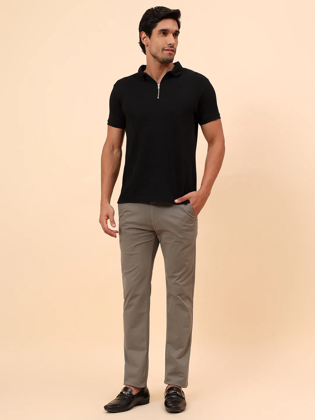 Casual Trousers for Men l Breathable & Soft with Color Fastness Regular Fit Cotton Blend Fabric Solid Pattern Button Closure - Image 8