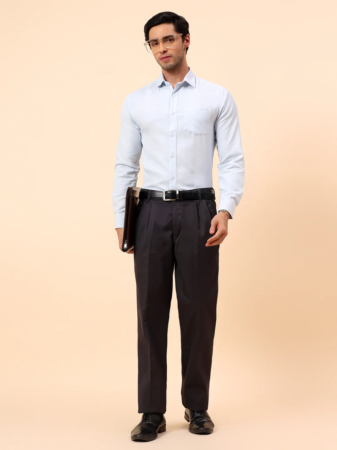 Casual Trousers for Men l Breathable & Soft with Color Fastness Regular Fit Cotton Fabric Solid Pattern Button Closure - Image 2