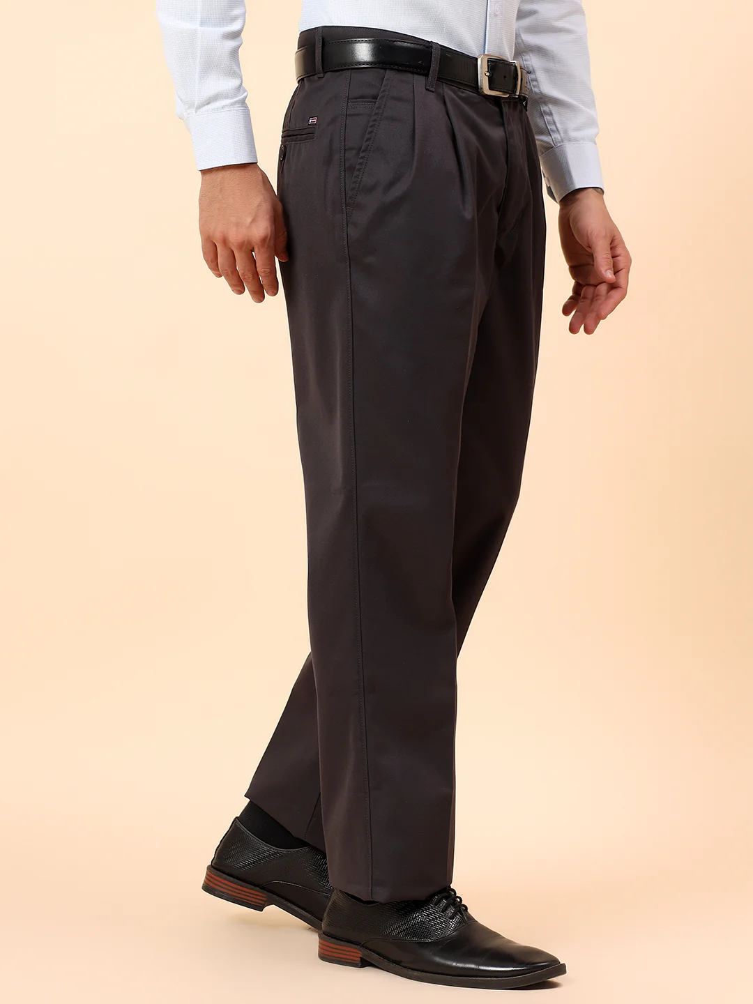 Casual Trousers for Men l Breathable & Soft with Color Fastness Regular Fit Cotton Fabric Solid Pattern Button Closure - Image 5