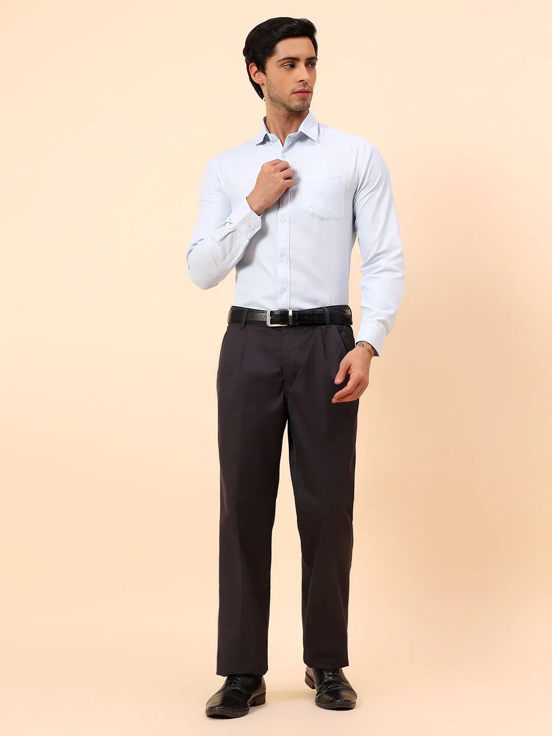 Casual Trousers for Men l Breathable & Soft with Color Fastness Regular Fit Cotton Fabric Solid Pattern Button Closure - Image 8