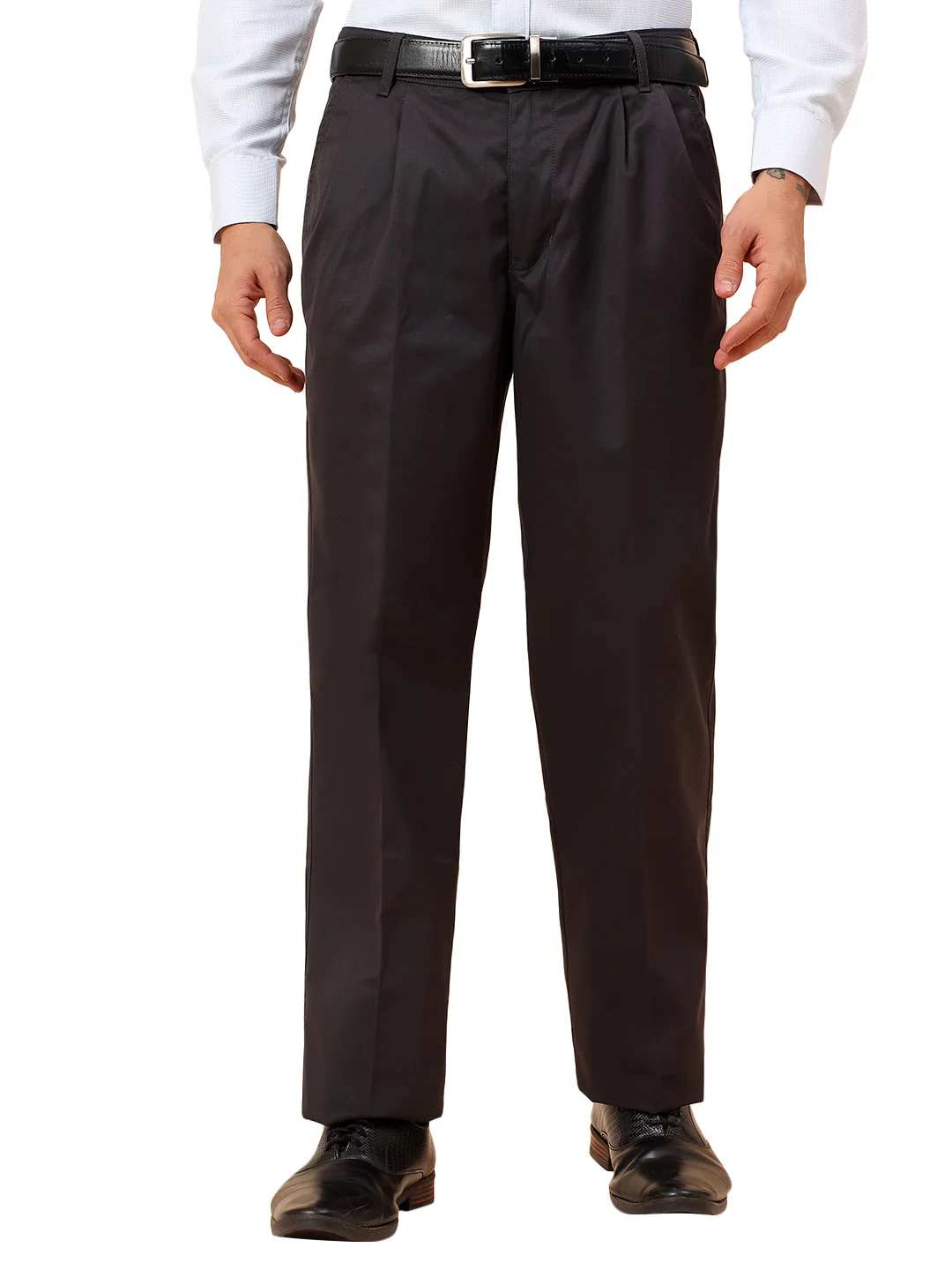 Casual Trousers for Men l Breathable & Soft with Color Fastness Regular Fit Cotton Fabric Solid Pattern Button Closure - Image 9
