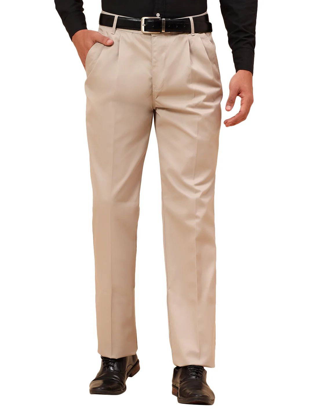 Casual Trousers for Men l Breathable & Soft with Color Fastness Regular Fit Cotton Fabric Solid Pattern Button Closure - Image 9
