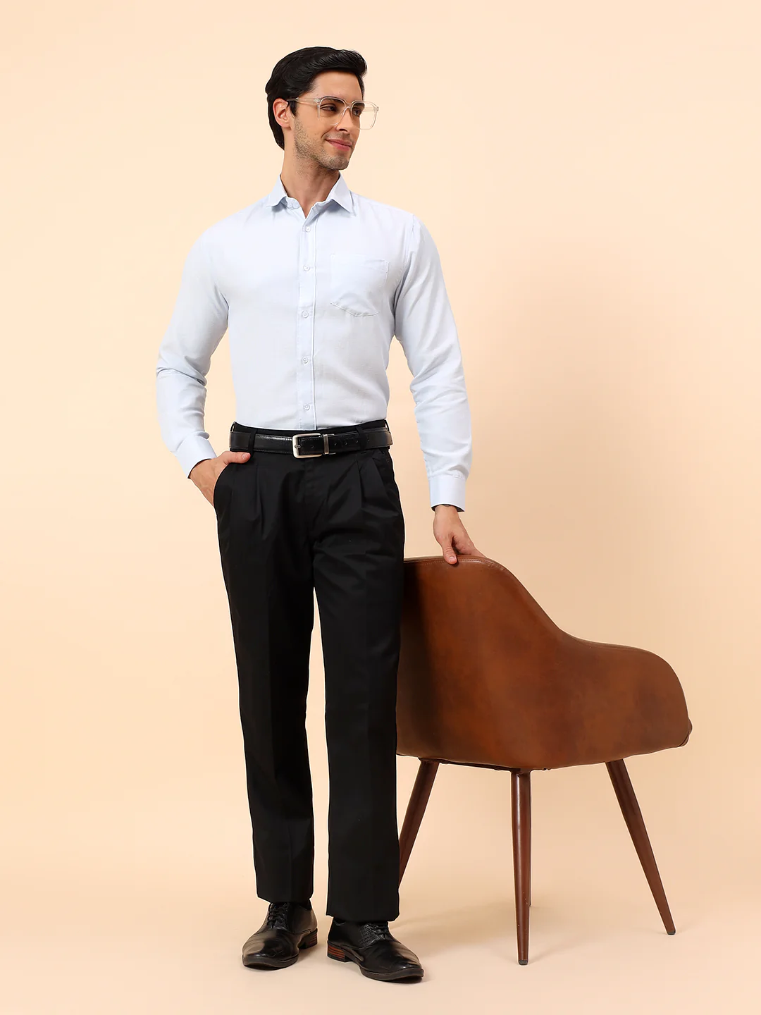 Casual Trousers for Men l Breathable & Soft with Color Fastness Regular Fit Cotton Fabric Solid Pattern Button Closure - Image 2