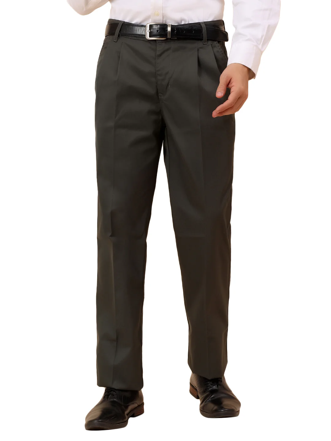 Casual Trousers for Men l Breathable & Soft with Color Fastness Regular Fit Cotton Fabric Solid Pattern Button Closure - Image 8