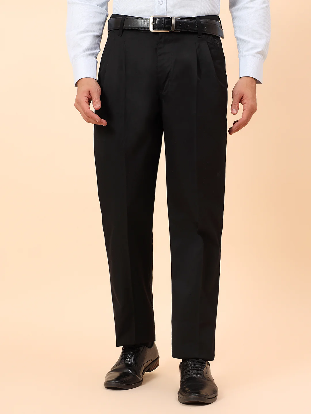 Casual Trousers for Men l Breathable & Soft with Color Fastness Regular Fit Cotton Fabric Solid Pattern Button Closure - Image 3