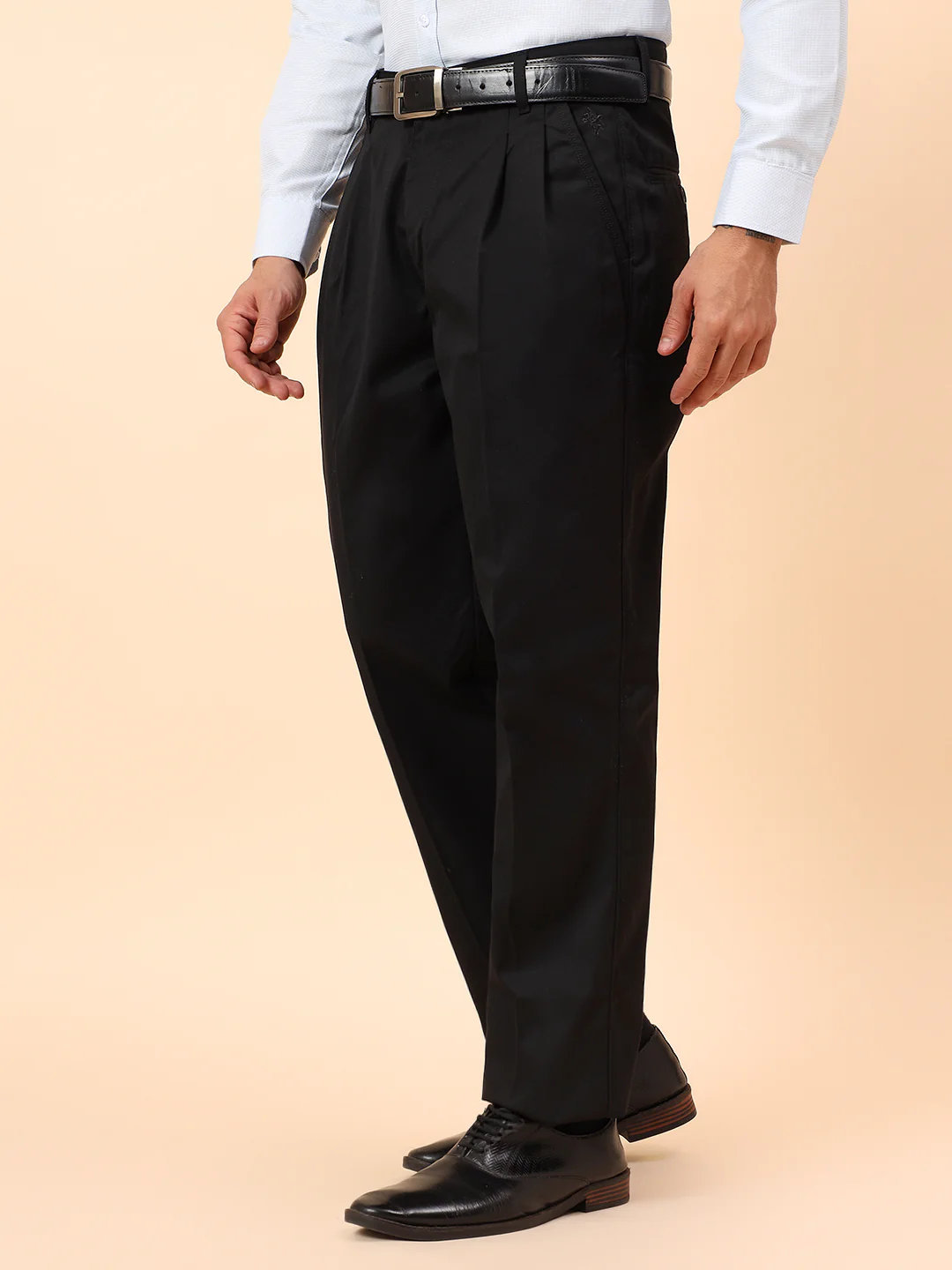 Casual Trousers for Men l Breathable & Soft with Color Fastness Regular Fit Cotton Fabric Solid Pattern Button Closure - Image 4