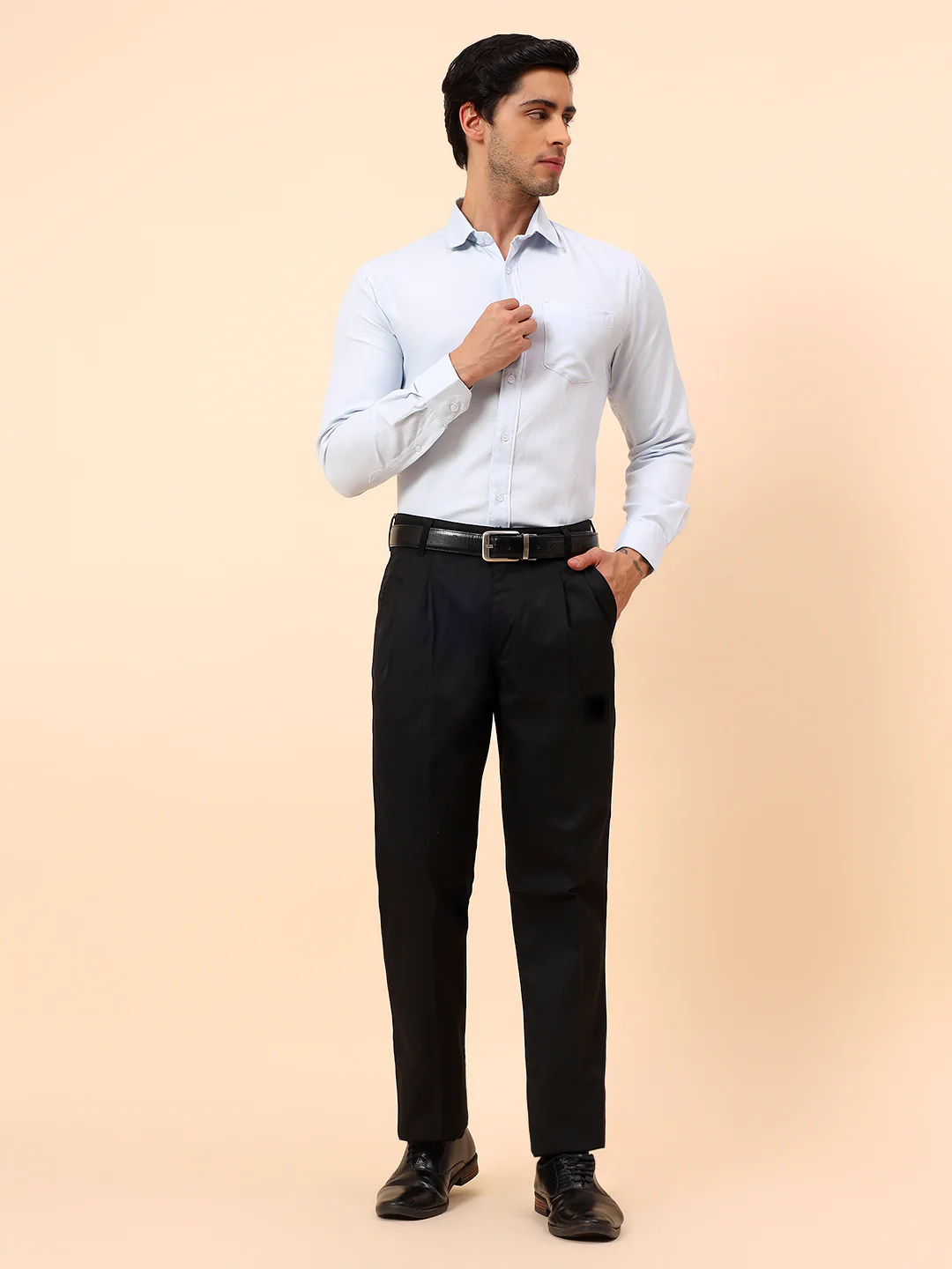 Casual Trousers for Men l Breathable & Soft with Color Fastness Regular Fit Cotton Fabric Solid Pattern Button Closure - Image 8