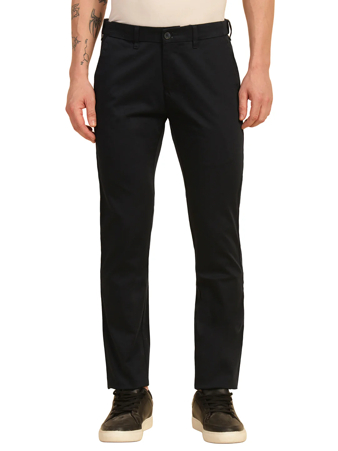 Casual Trouser for Men | Breathable & Soft with Color Fastness Regular Fit Cotton Blend Fabric Solid Pattern Button Closure - Image 2