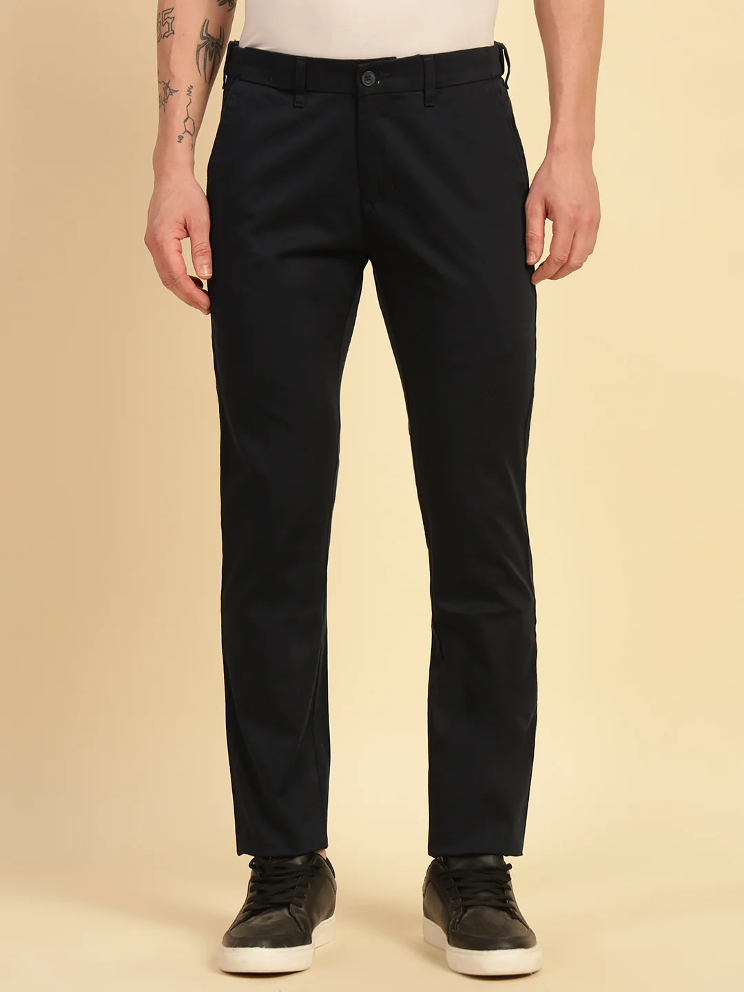 Casual Trouser for Men | Breathable & Soft with Color Fastness Regular Fit Cotton Blend Fabric Solid Pattern Button Closure - Image 3
