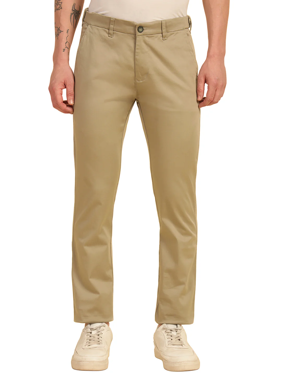Casual Trouser for Men | Breathable & Soft with Color Fastness Regular Fit Cotton Blend Fabric Solid Pattern Button Closure - Image 2