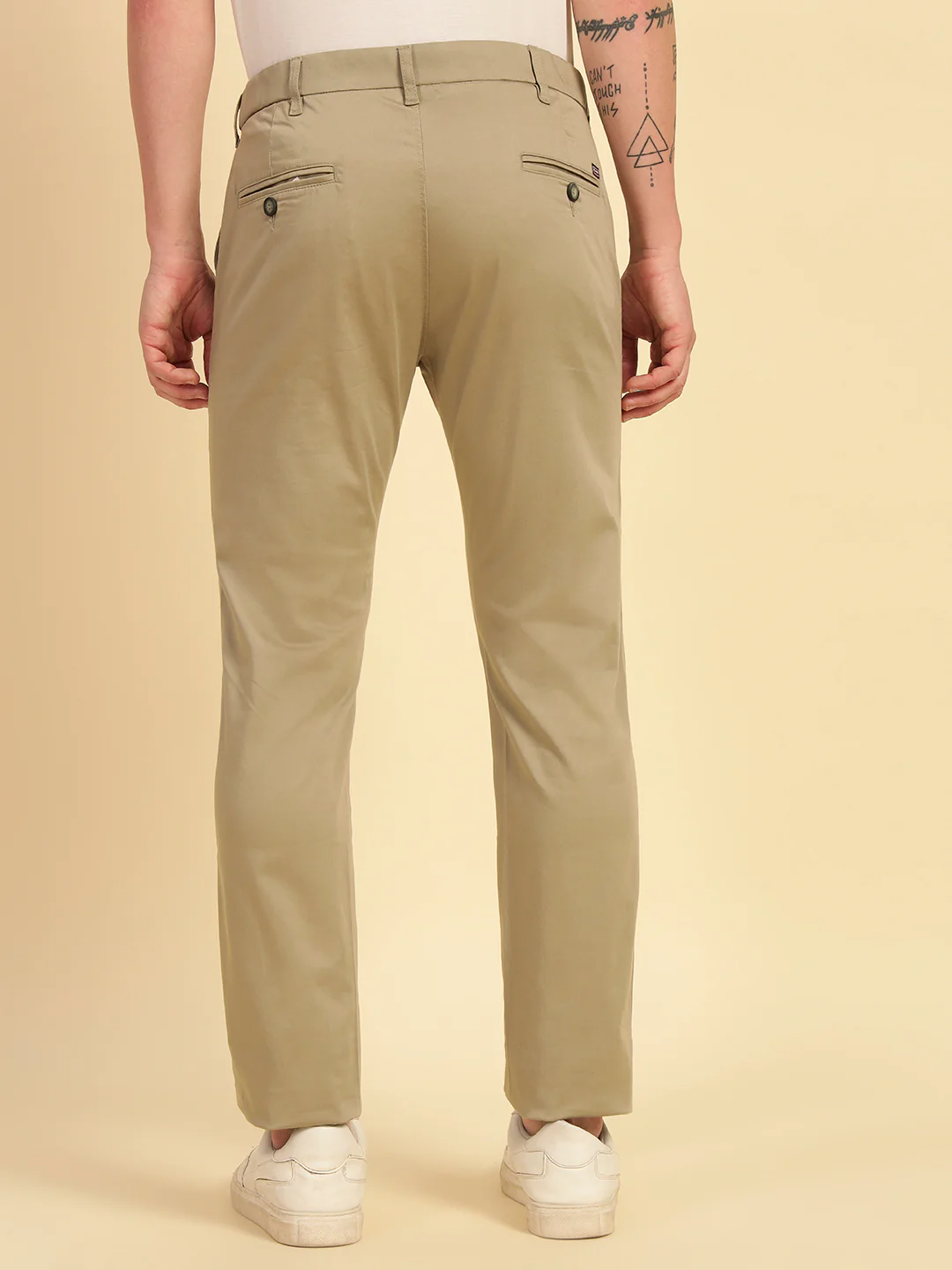 Casual Trouser for Men | Breathable & Soft with Color Fastness Regular Fit Cotton Blend Fabric Solid Pattern Button Closure - Image 7