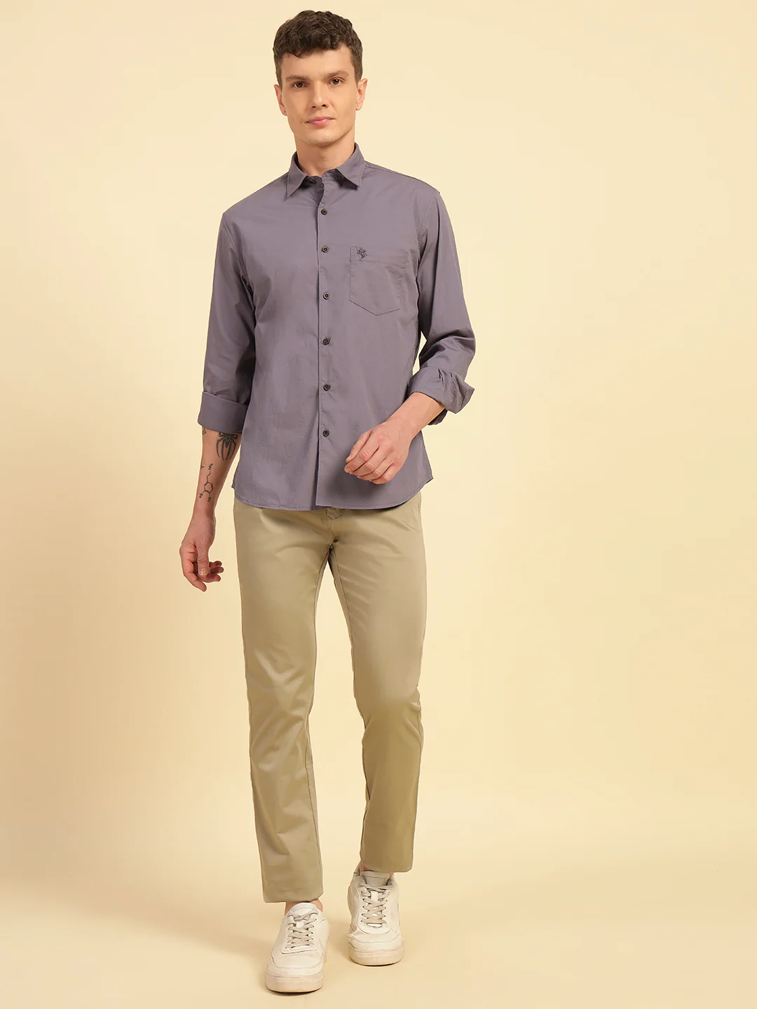 Casual Trouser for Men | Breathable & Soft with Color Fastness Regular Fit Cotton Blend Fabric Solid Pattern Button Closure - Image 8