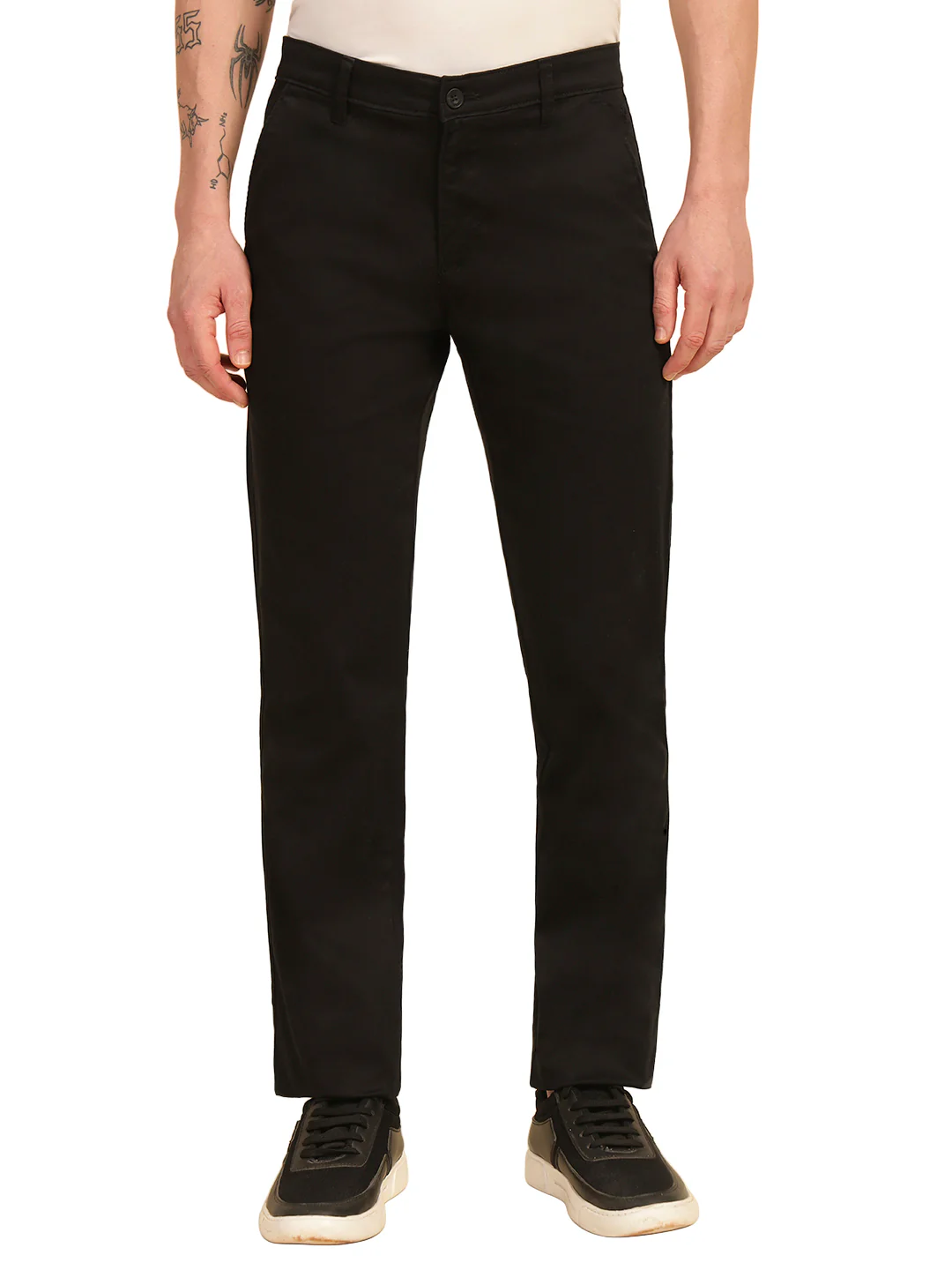 Casual Trouser for Men | Breathable & Soft with Color Fastness Regular Fit Cotton Blend Fabric Solid Pattern Button Closure - Image 2