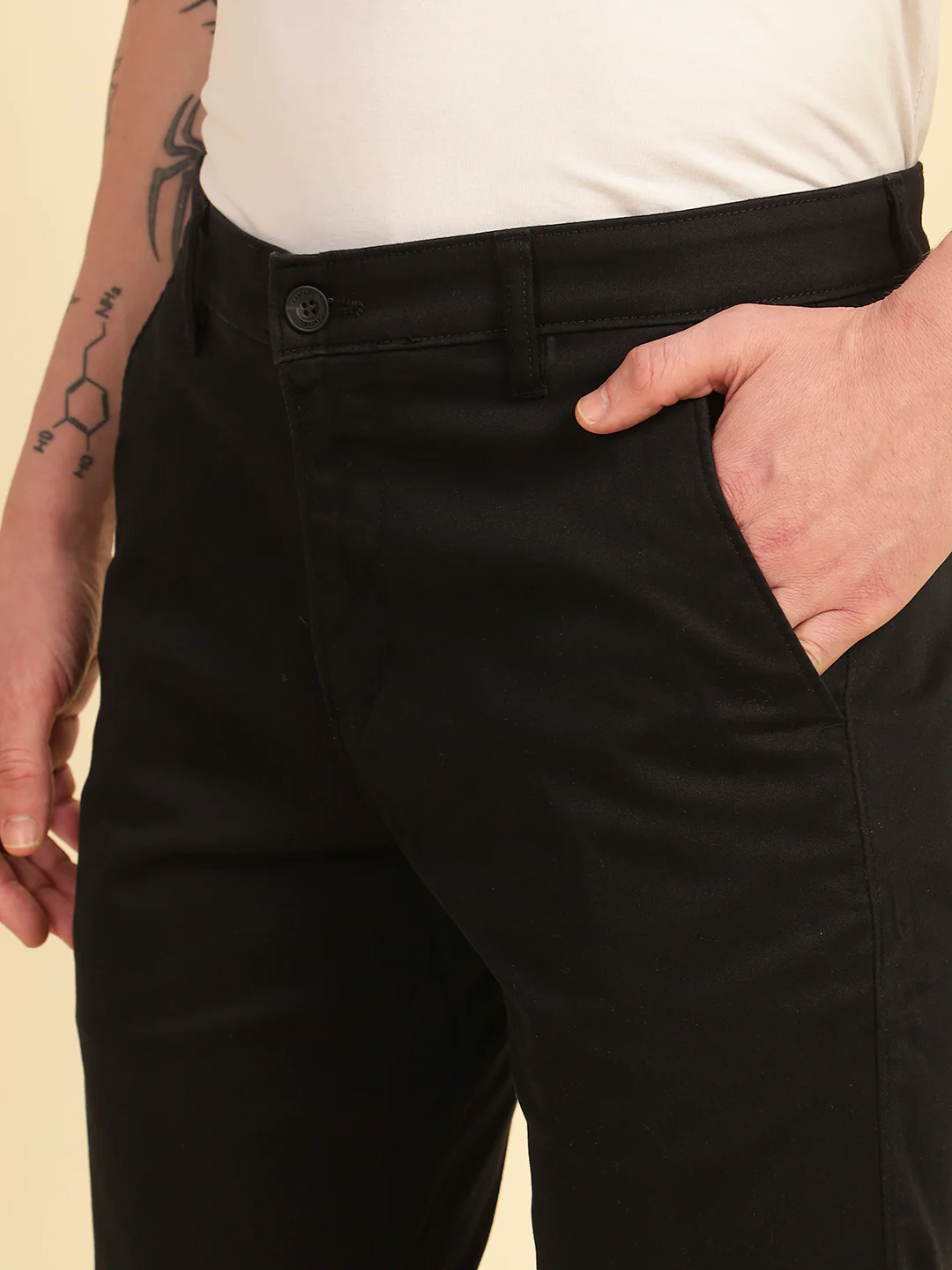 Casual Trouser for Men | Breathable & Soft with Color Fastness Regular Fit Cotton Blend Fabric Solid Pattern Button Closure - Image 6