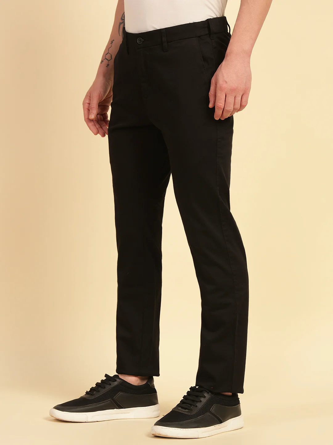 Casual Trouser for Men | Breathable & Soft with Color Fastness Regular Fit Cotton Blend Fabric Solid Pattern Button Closure - Image 4