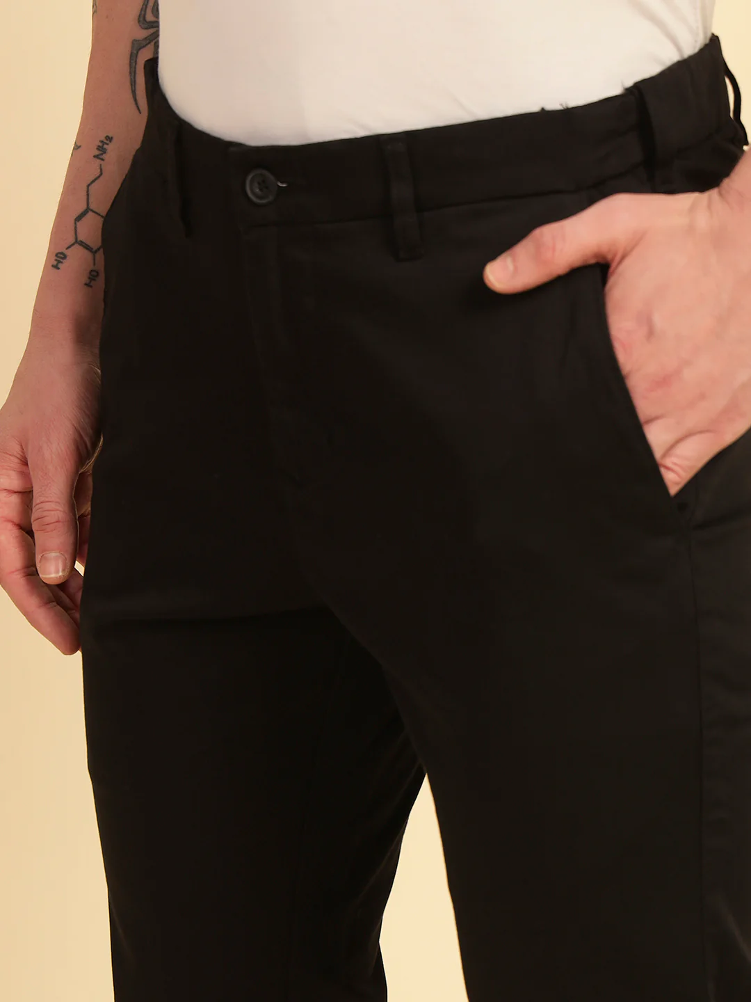 Casual Trouser for Men | Breathable & Soft with Color Fastness Regular Fit Cotton Blend Fabric Solid Pattern Button Closure - Image 6