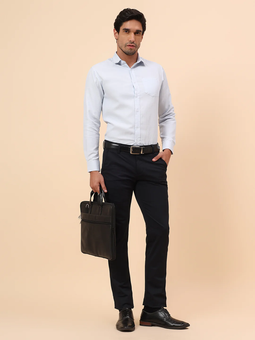 Casual Trousers for Men l Breathable & Soft with Color Fastness Regular Fit Poly Cotton Fabric Solid Pattern Button Closure - Image 2