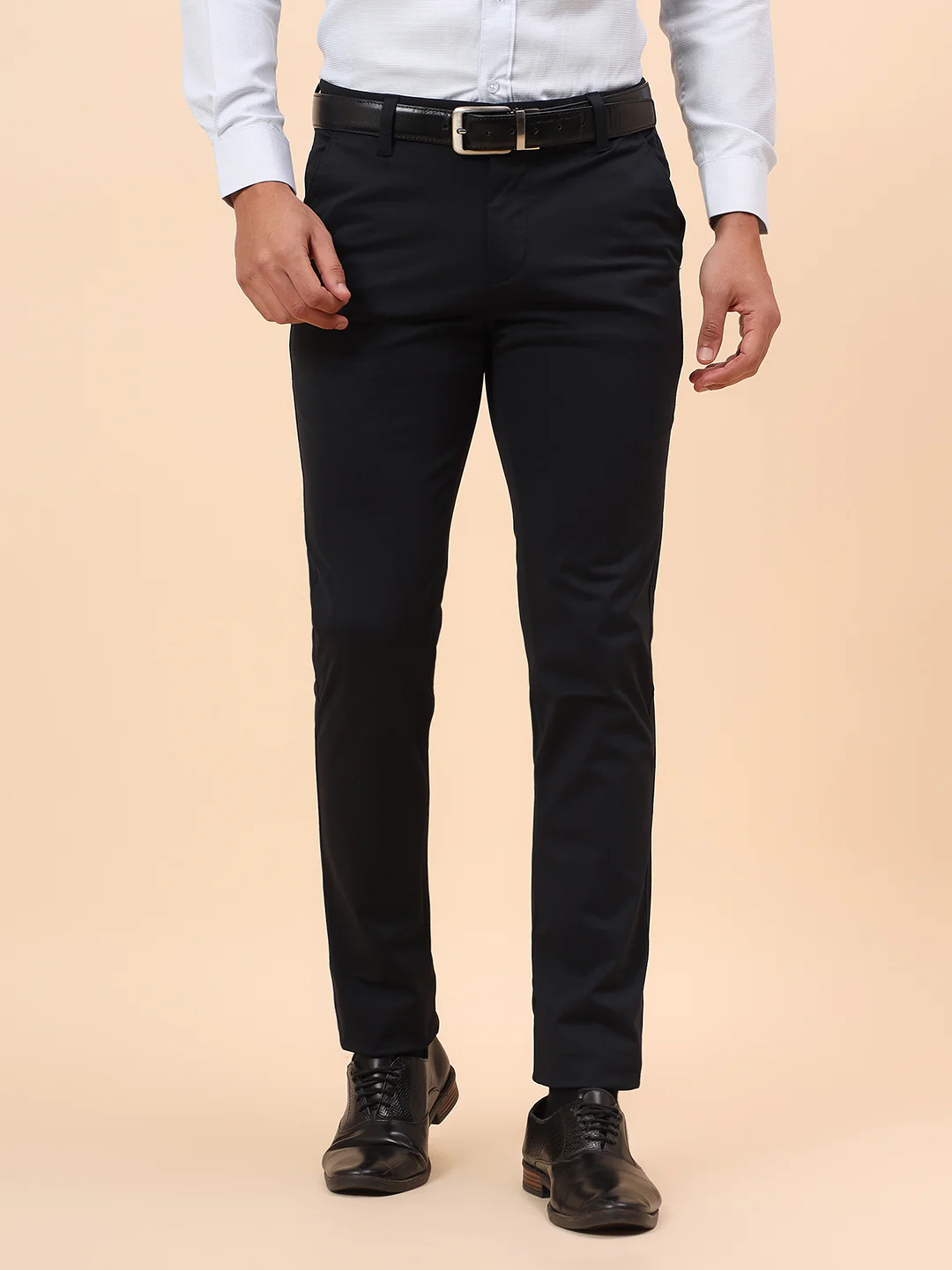 Casual Trousers for Men l Breathable & Soft with Color Fastness Regular Fit Poly Cotton Fabric Solid Pattern Button Closure - Image 3