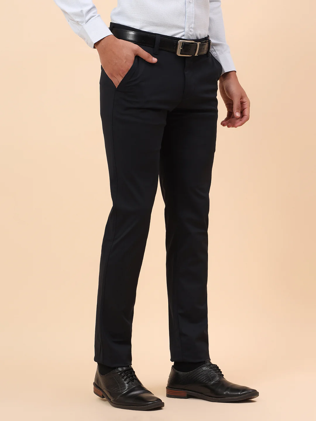 Casual Trousers for Men l Breathable & Soft with Color Fastness Regular Fit Poly Cotton Fabric Solid Pattern Button Closure - Image 5