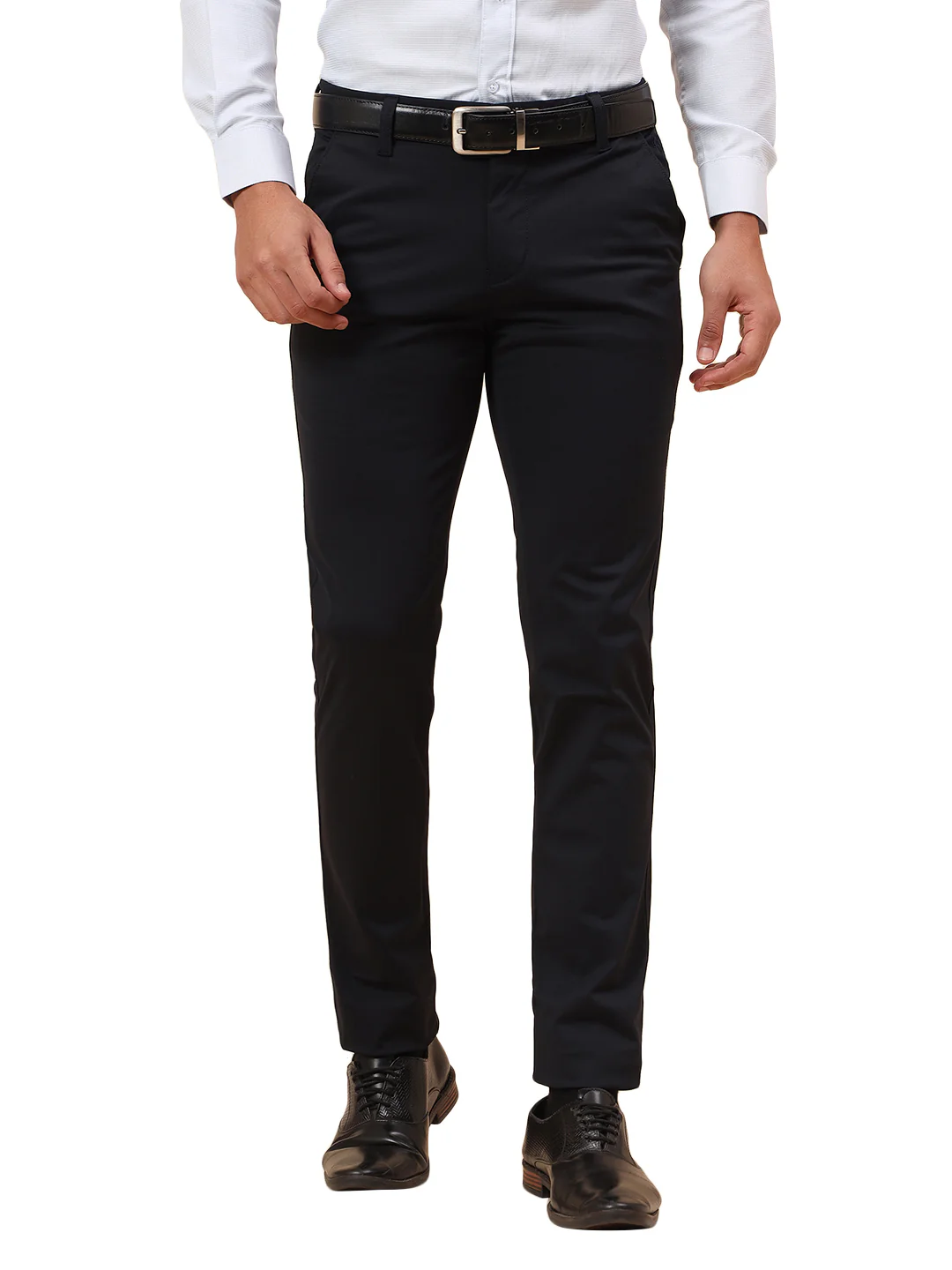 Casual Trousers for Men l Breathable & Soft with Color Fastness Regular Fit Poly Cotton Fabric Solid Pattern Button Closure - Image 9
