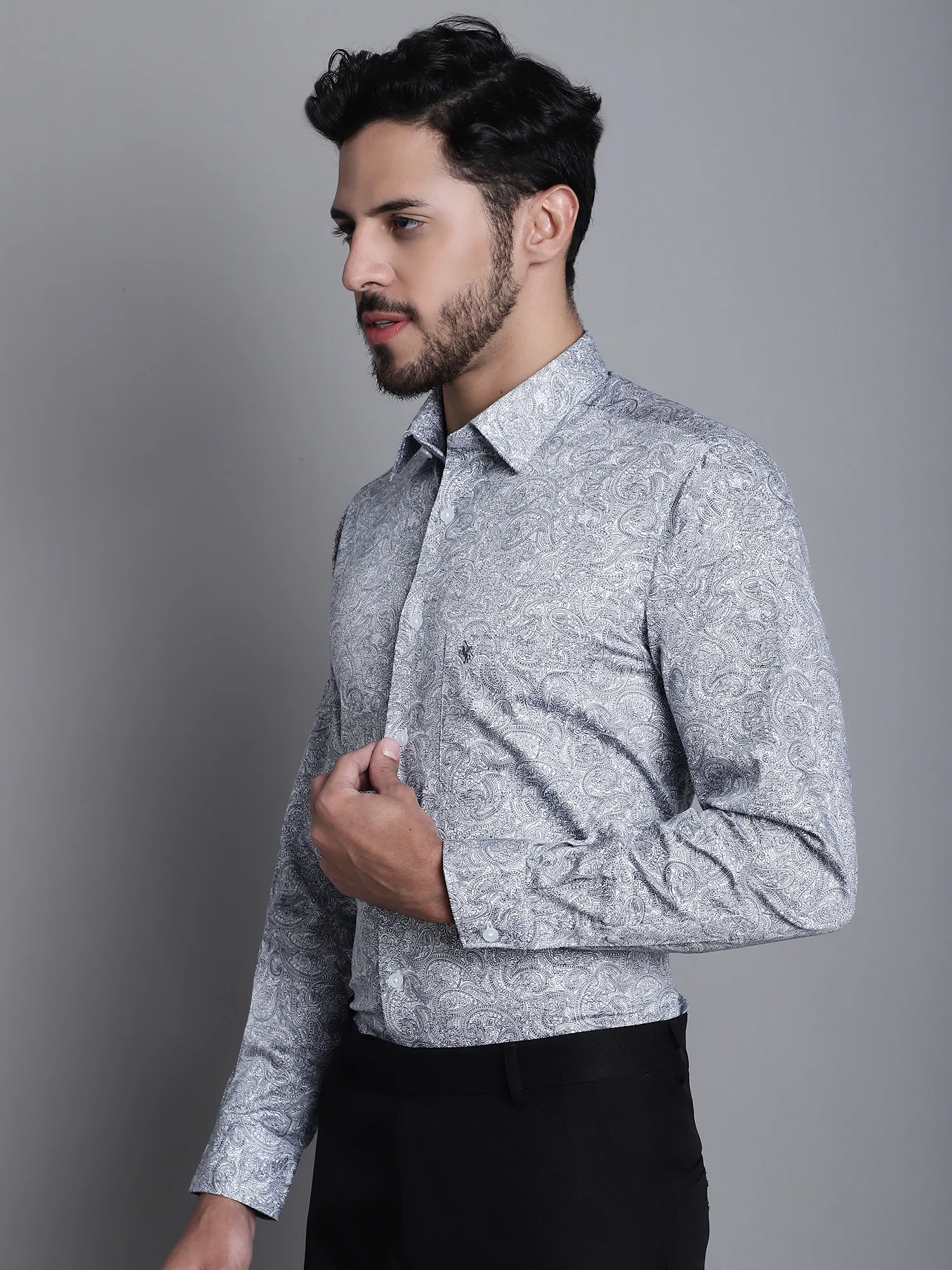 Formal Shirt for Men l Breathable & Soft with Color Fastness Regular Fit Spread Collar Neck Cotton Fabric Printed Pattern - Image 3