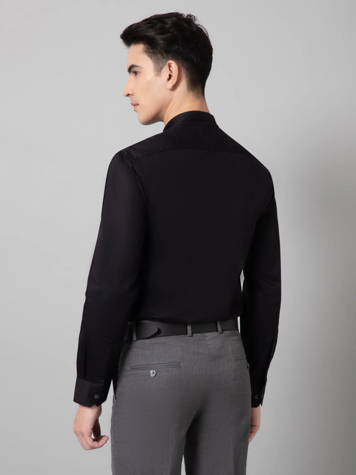 Formal Shirt for Men l Breathable & Soft with Color Fastness Regular Fit Mandarin Collar Neck Cotton Fabric Solid Pattern - Image 4