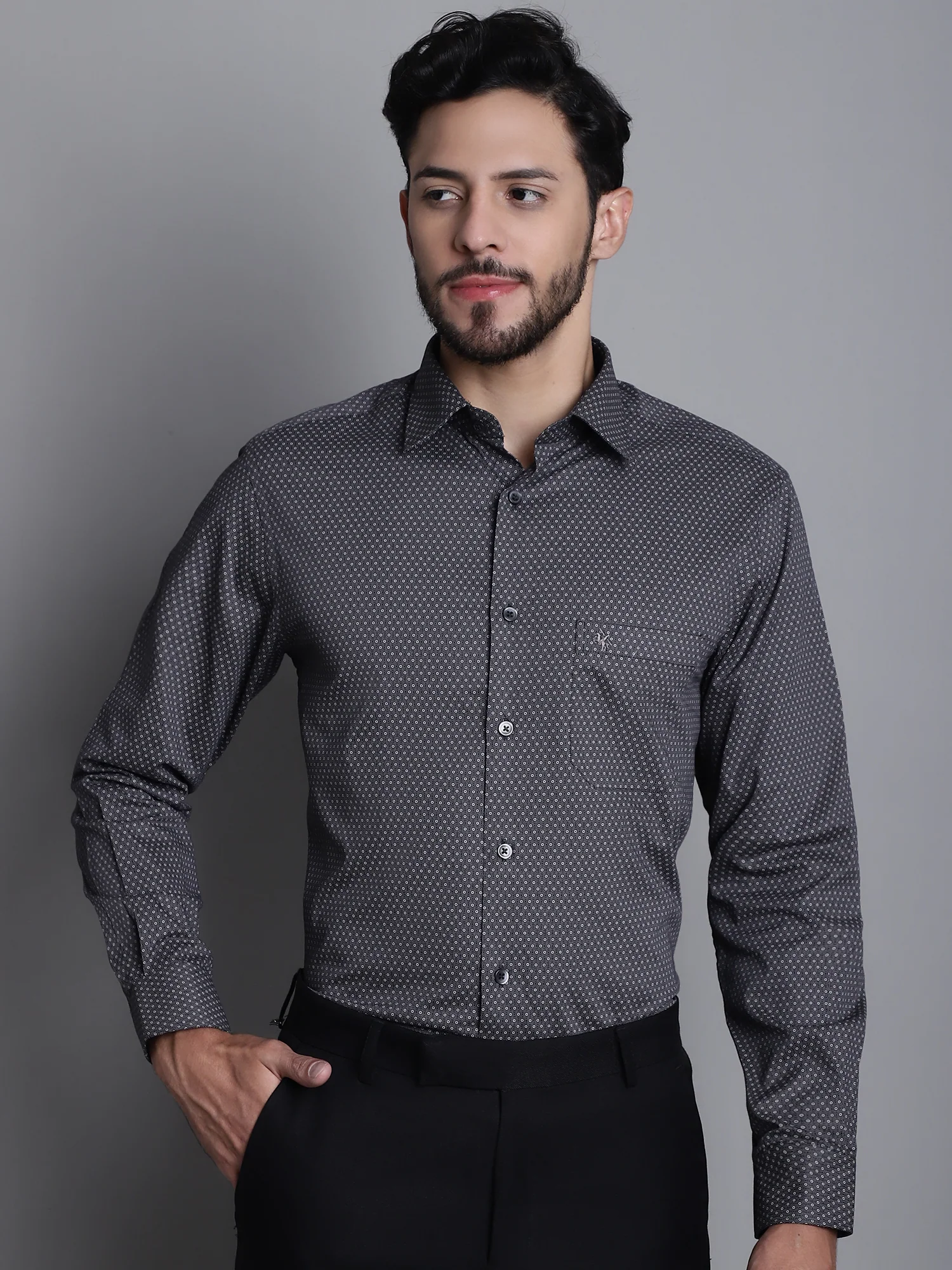 Formal Shirt for Men l Breathable & Soft with Color Fastness Regular Fit Spread Collar Neck Cotton Fabric Printed Pattern