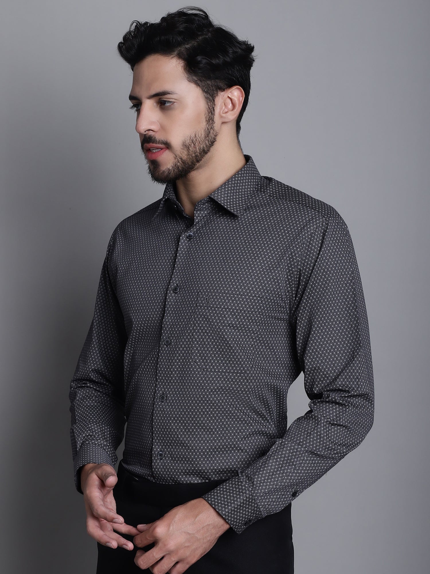 Formal Shirt for Men l Breathable & Soft with Color Fastness Regular Fit Spread Collar Neck Cotton Fabric Printed Pattern - Image 3