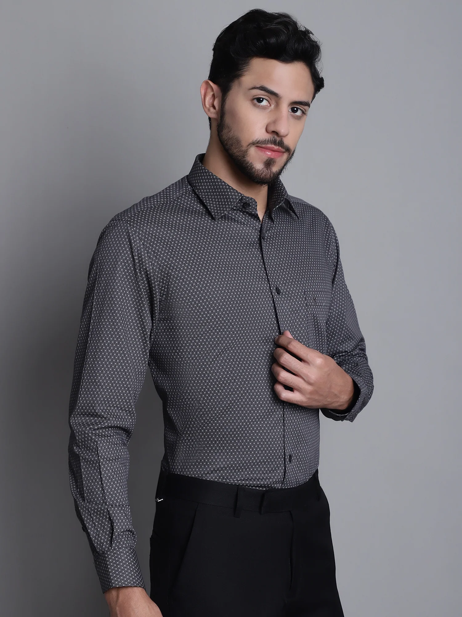 Formal Shirt for Men l Breathable & Soft with Color Fastness Regular Fit Spread Collar Neck Cotton Fabric Printed Pattern - Image 4