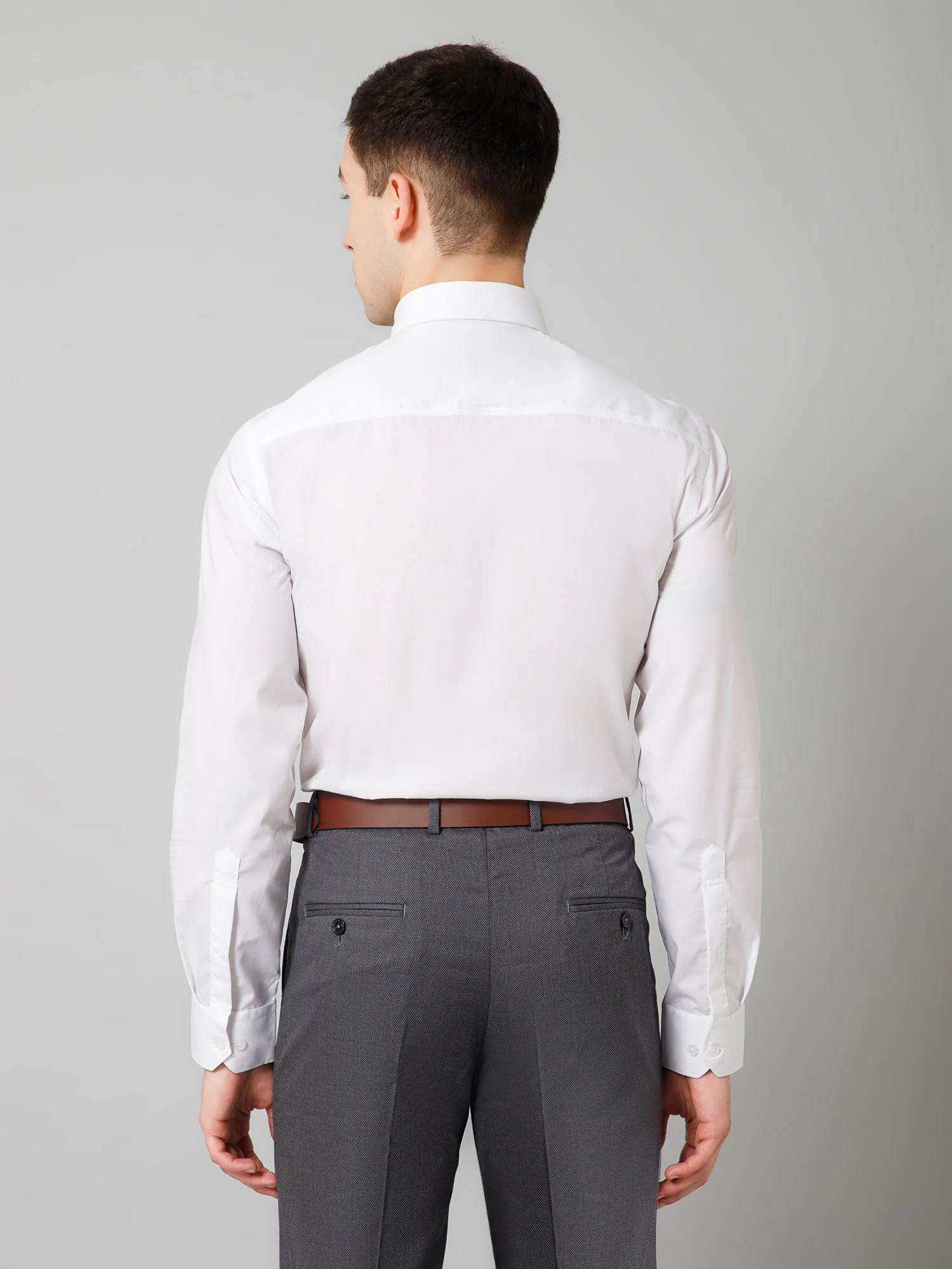 Men's White Formal Plain Full Sleeve Shirt - Image 4
