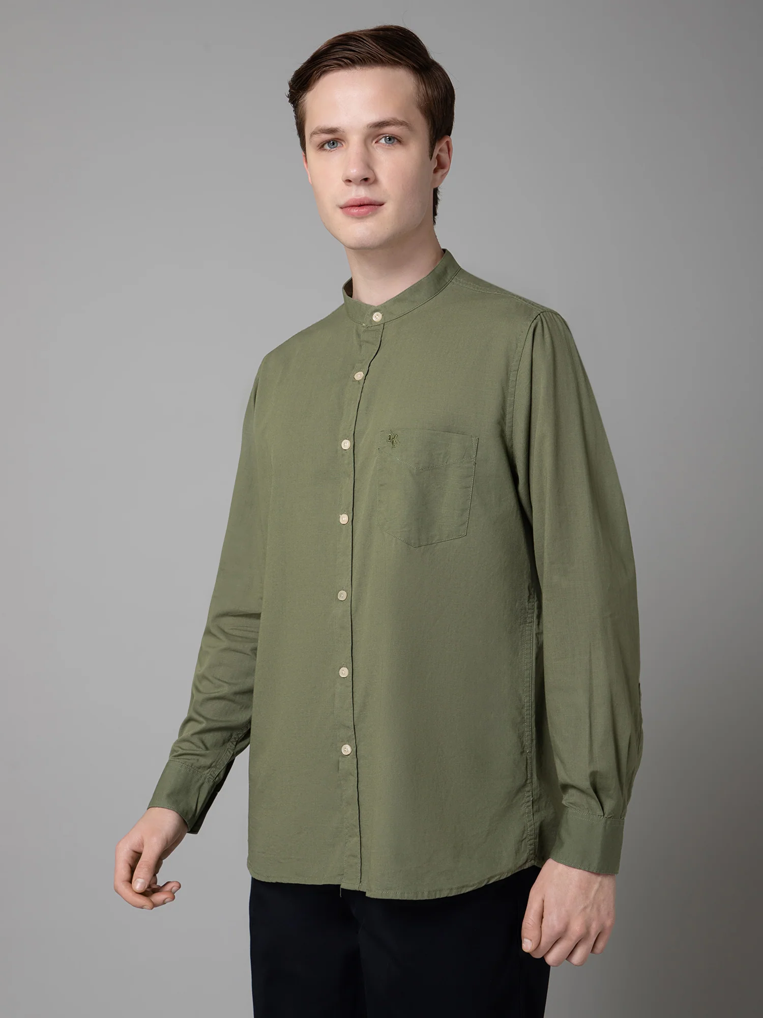 Casual Shirt for Men | Breathable & Soft with Color Fastness Regular Fit Spread Collar Neck Cotton Fabric Solid Pattern - Image 2