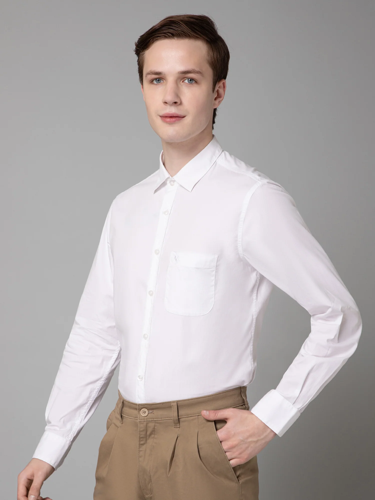 Casual Shirt for Men | Breathable & Soft with Color Fastness Regular Fit Spread Collar Neck Cotton Fabric Self Design Pattern - Image 2