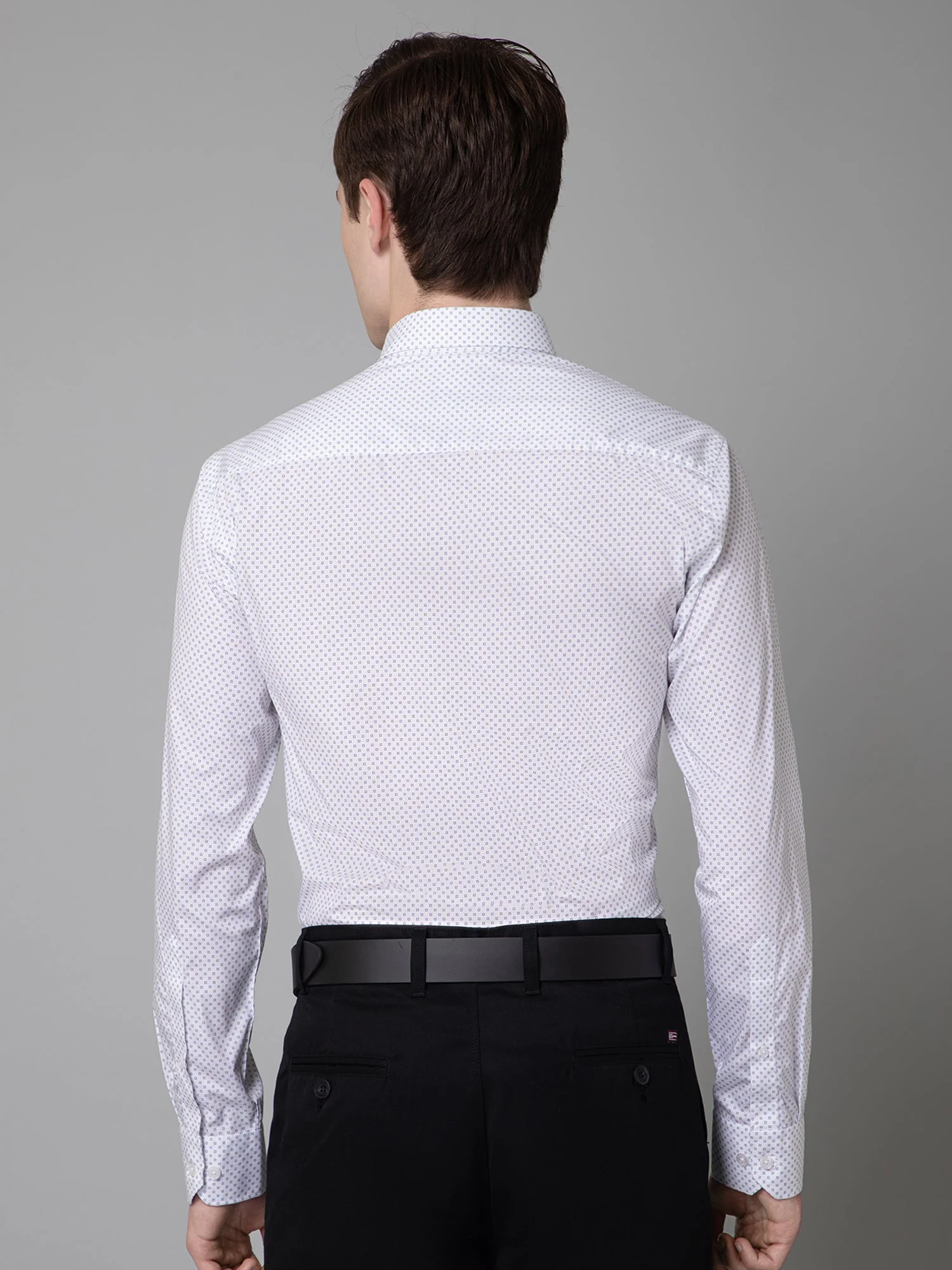 Men's White Formal Ditsy Print Full Sleeve Shirt - Image 4
