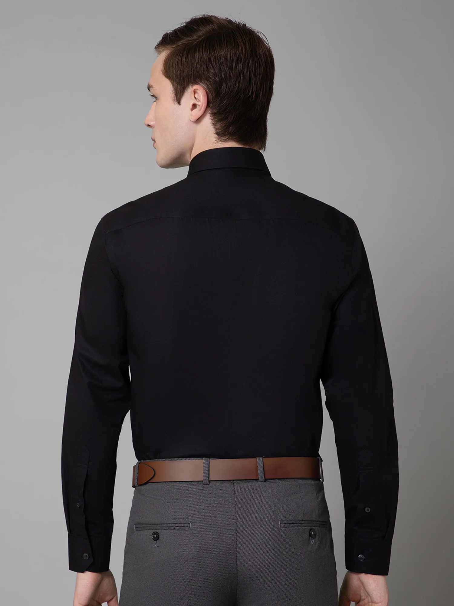 Men's Black Formal Plain Full Sleeve Shirt - Image 4