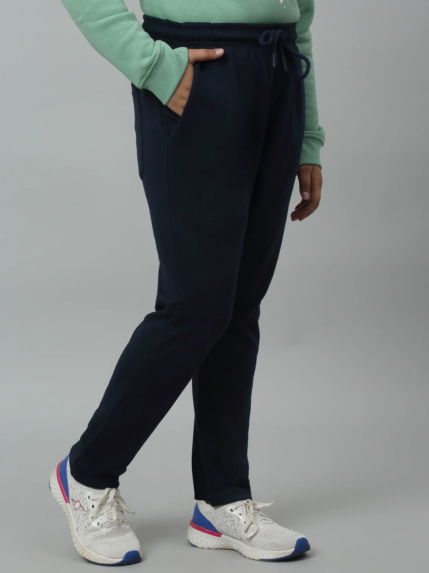 Girls Casual Navy Blue Track Pants - Image 2