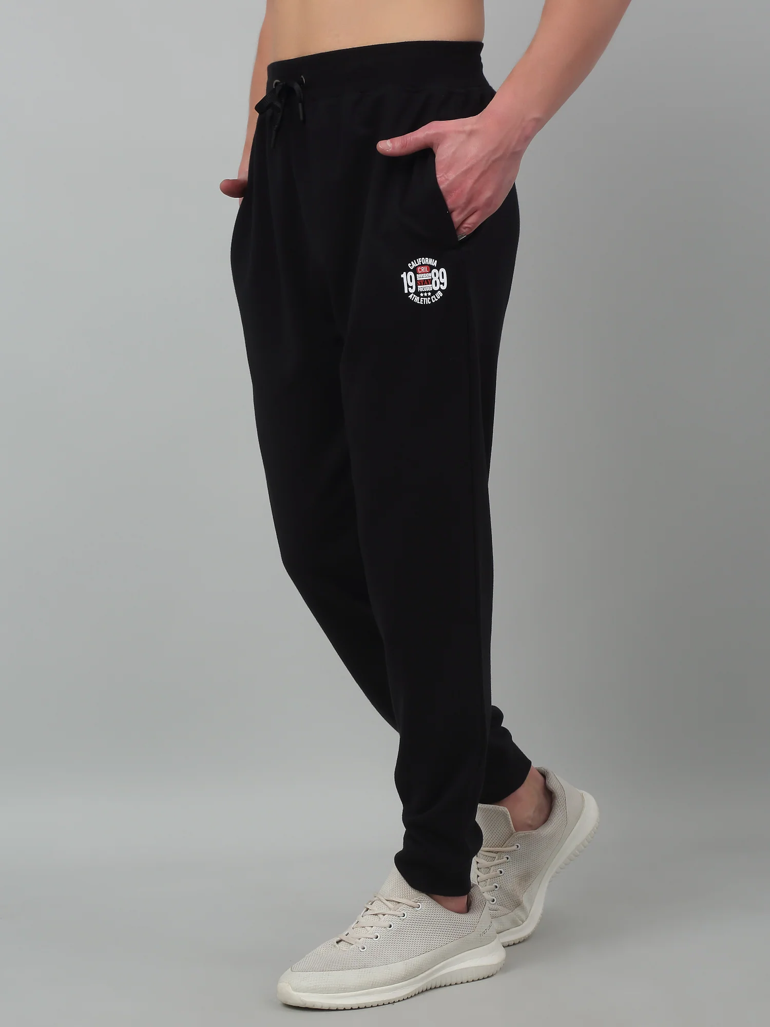 Men's Navy Blue Summer Solid Drawstring Casual Track Pant - Image 3