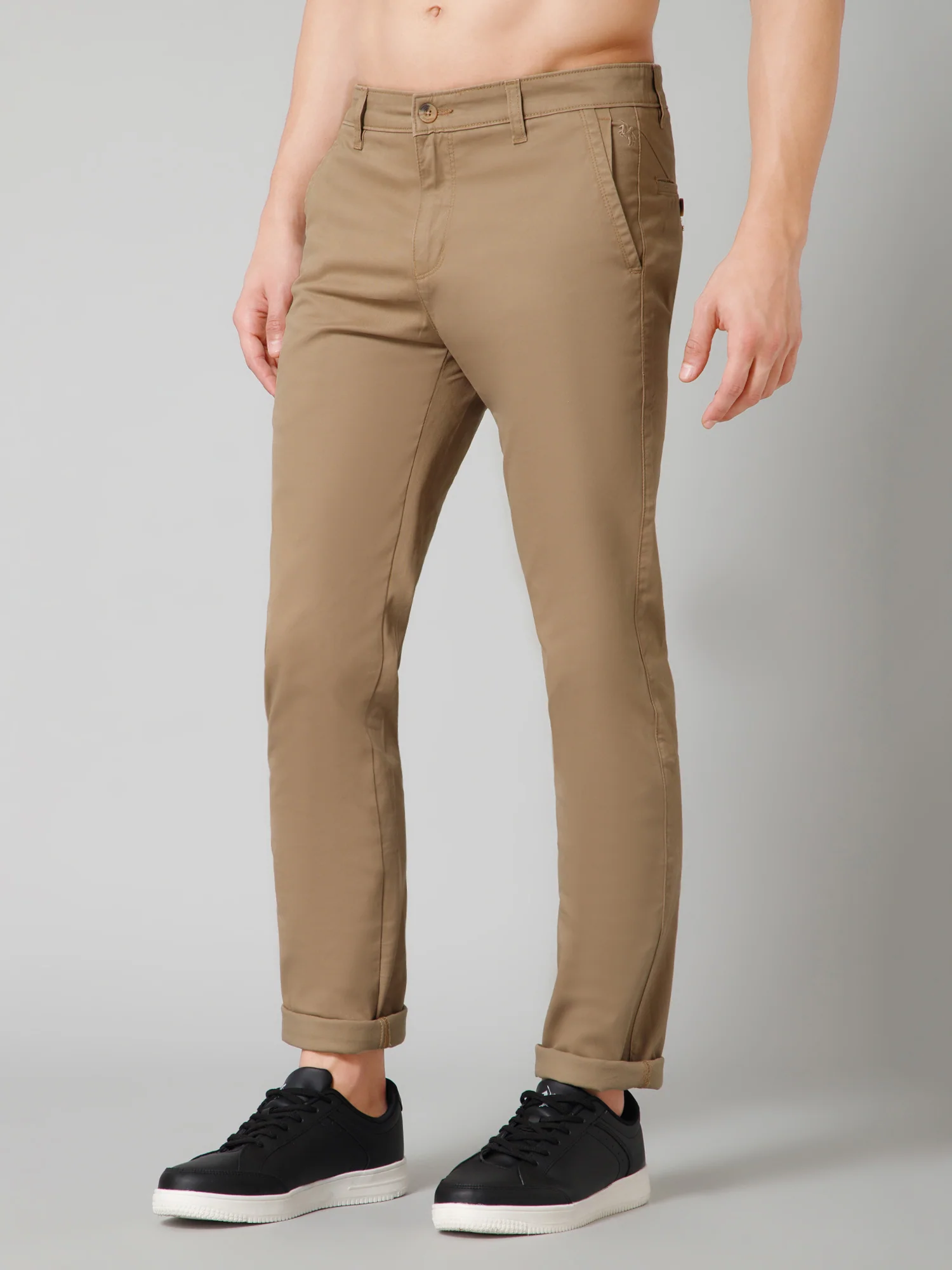 Men's Casual Flat front Khaki  Trousers - Image 2