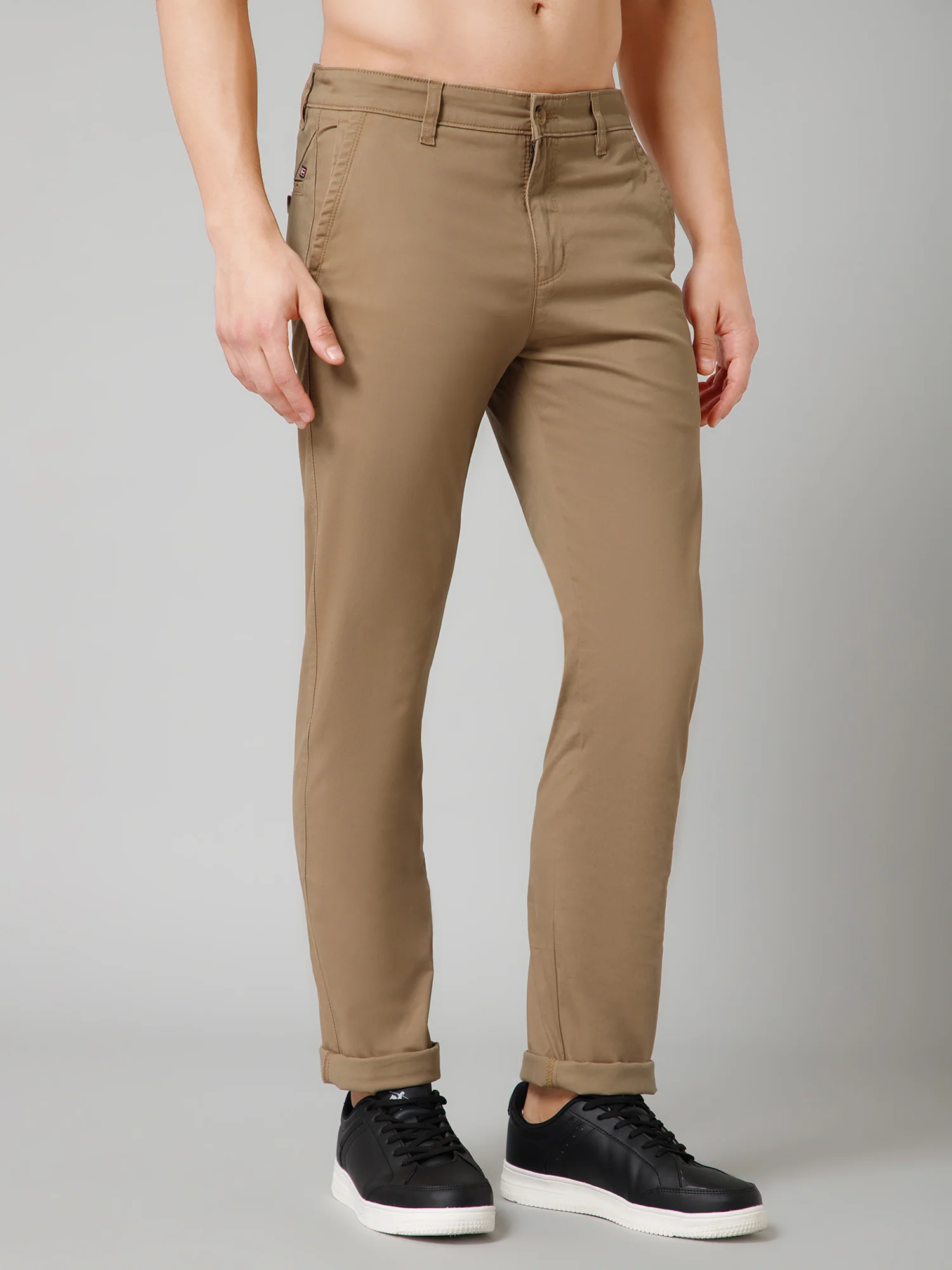 Men's Casual Flat front Khaki  Trousers - Image 3