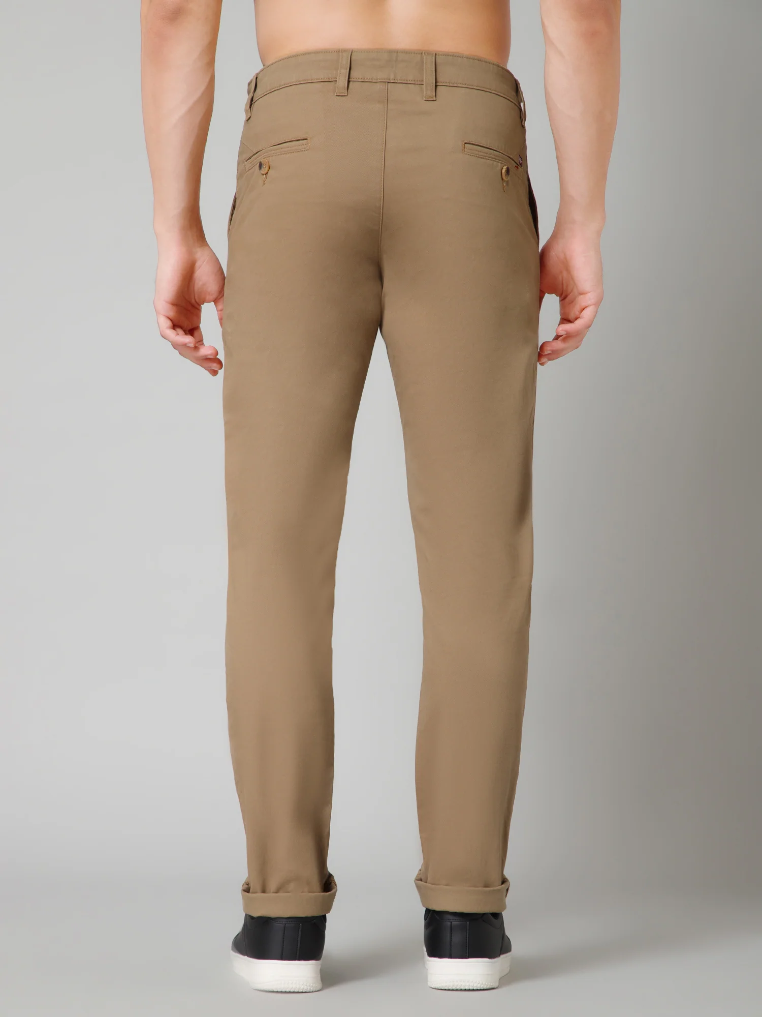 Men's Casual Flat front Khaki  Trousers - Image 4