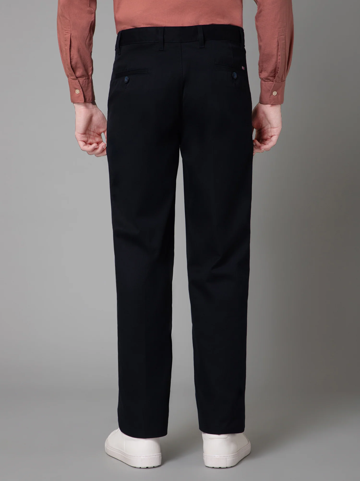 Men's Formal Pleated front Navy Blue  Trousers - Image 4